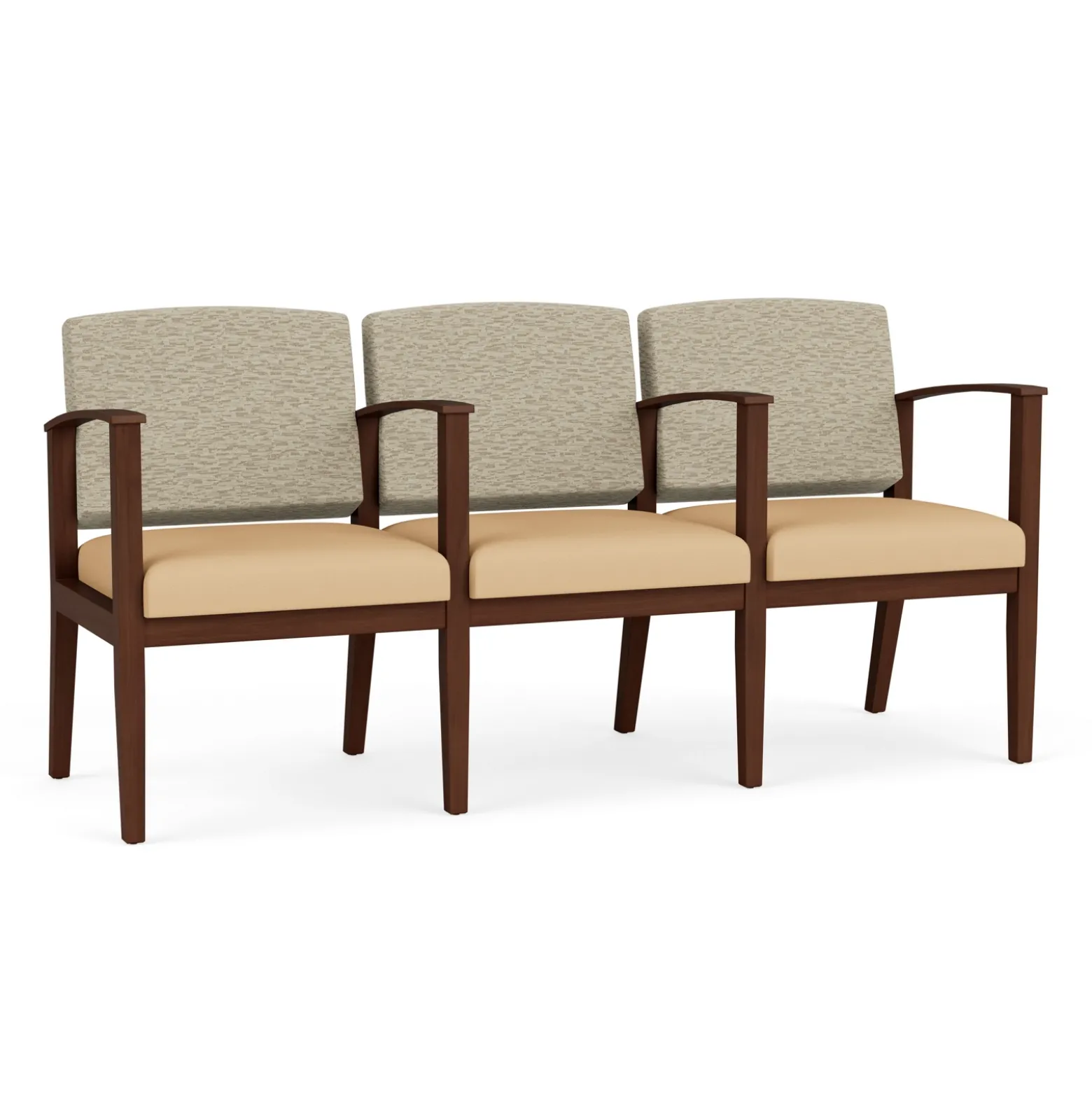 Mason Street Wood 3 Seat Sofa with Center Arms in Standard Upholstery