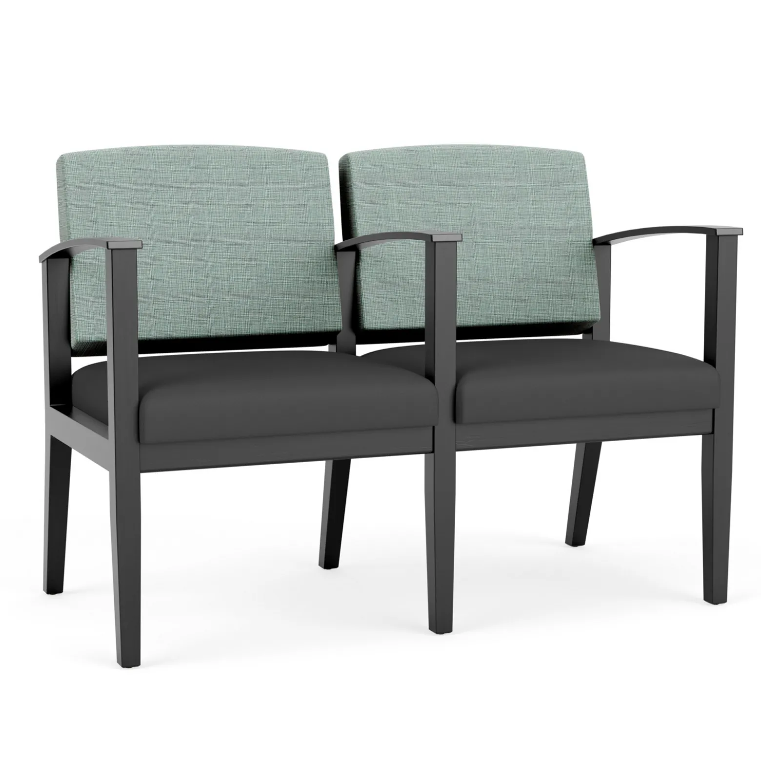 Mason Street Wood 2-Seat Sofa with Center Arm in Premium Upholstery