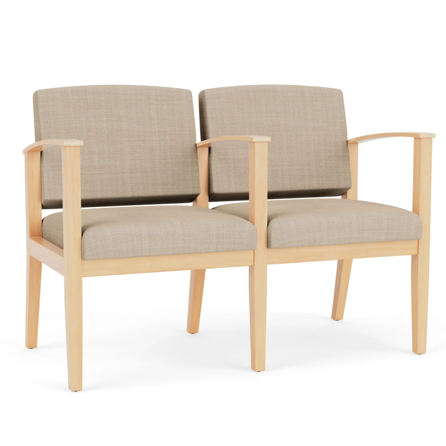 Mason Street Wood 2-Seat Sofa with Center Arm in Premium Upholstery