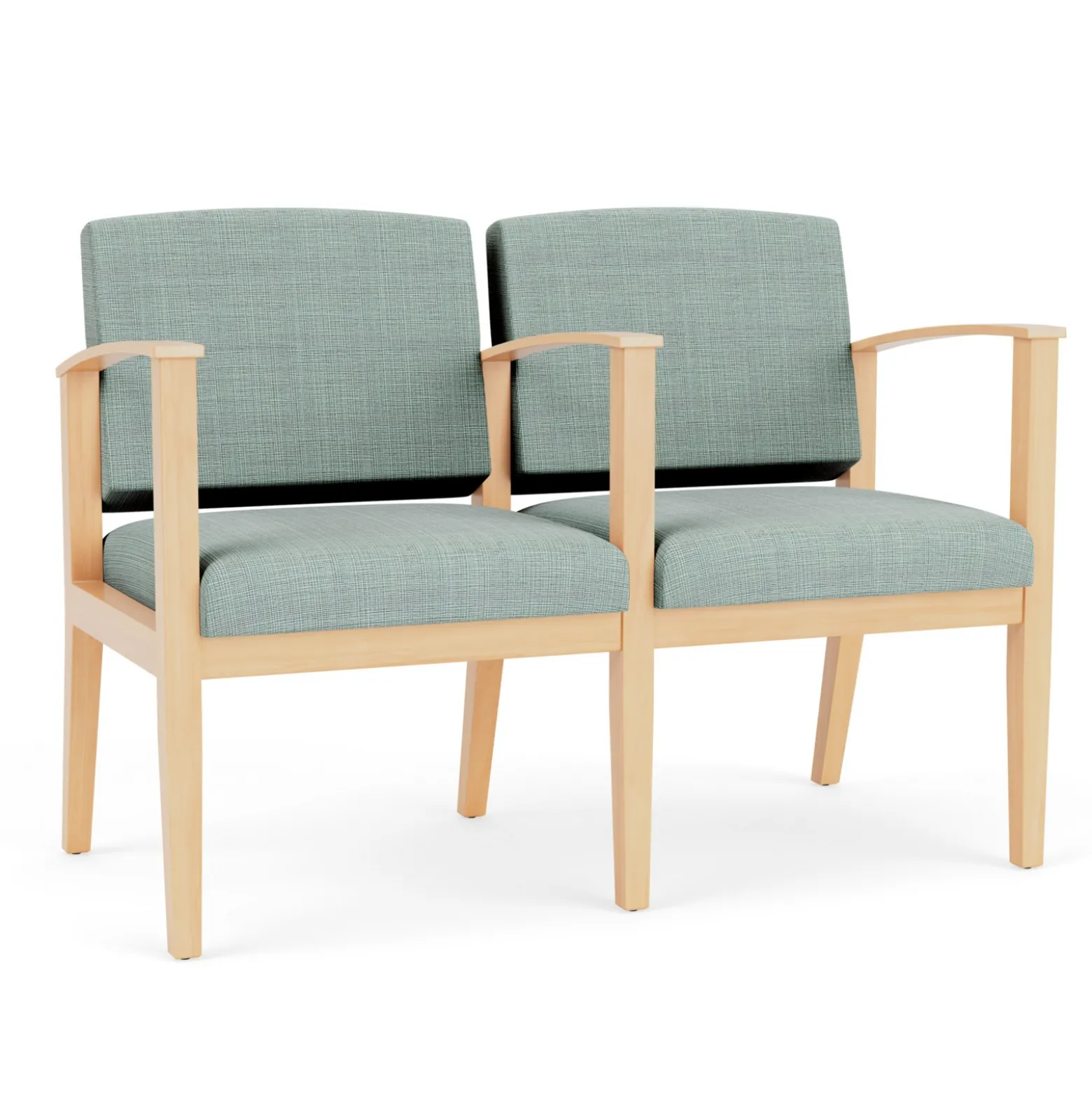 Mason Street Wood 2-Seat Sofa with Center Arm in Premium Upholstery