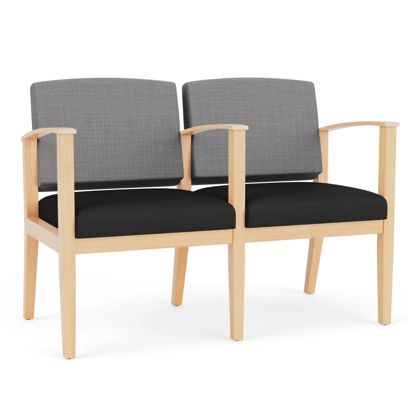 Mason Street Wood 2-Seat Sofa with Center Arm in Premium Upholstery