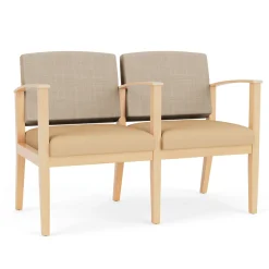 Mason Street Wood 2-Seat Sofa with Center Arm in Premium Upholstery