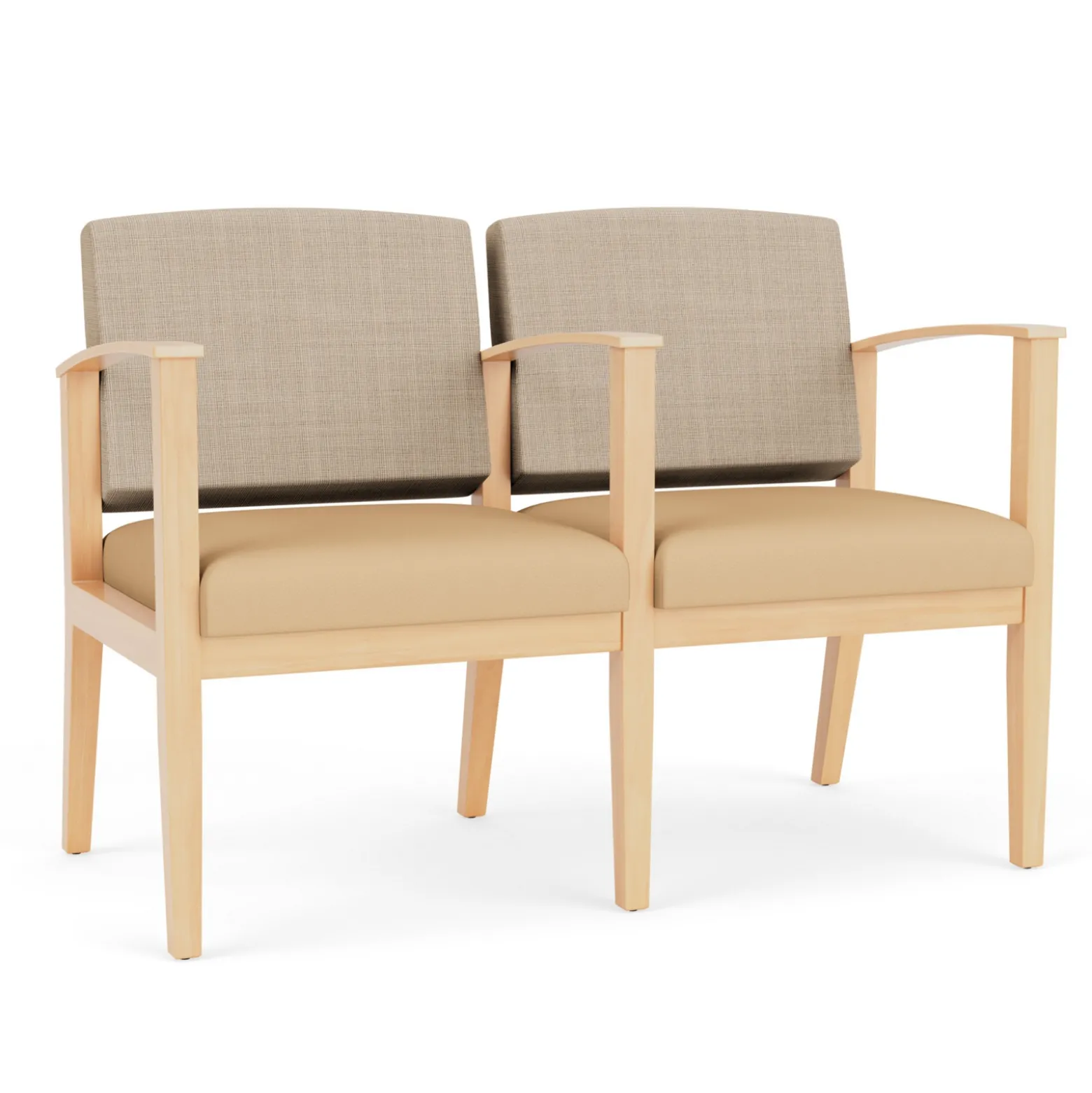 Mason Street Wood 2-Seat Sofa with Center Arm in Premium Upholstery