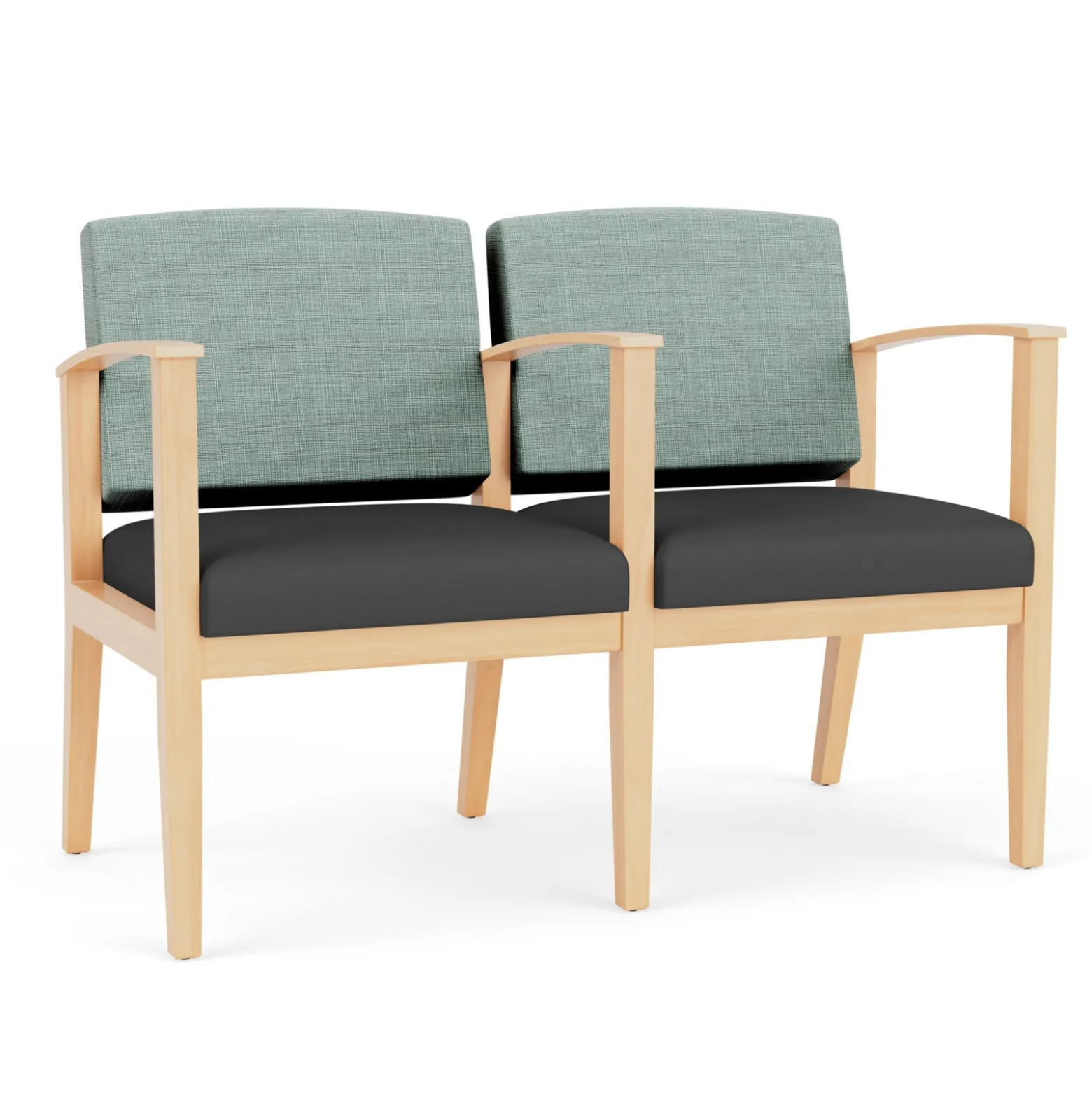 Mason Street Wood 2-Seat Sofa with Center Arm in Premium Upholstery