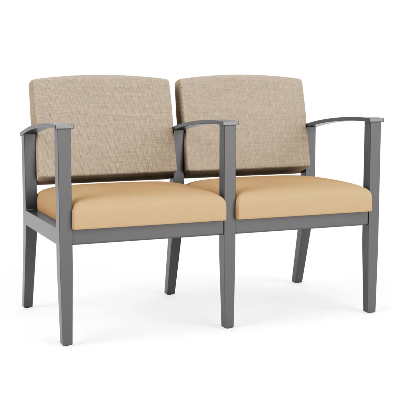 Mason Street Wood 2-Seat Sofa with Center Arm in Premium Upholstery
