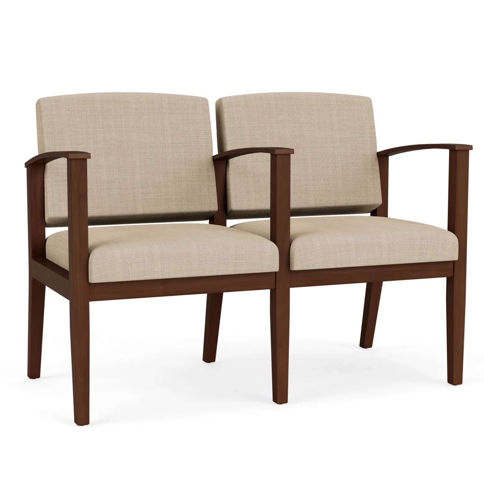 Mason Street Wood 2-Seat Sofa with Center Arm in Premium Upholstery