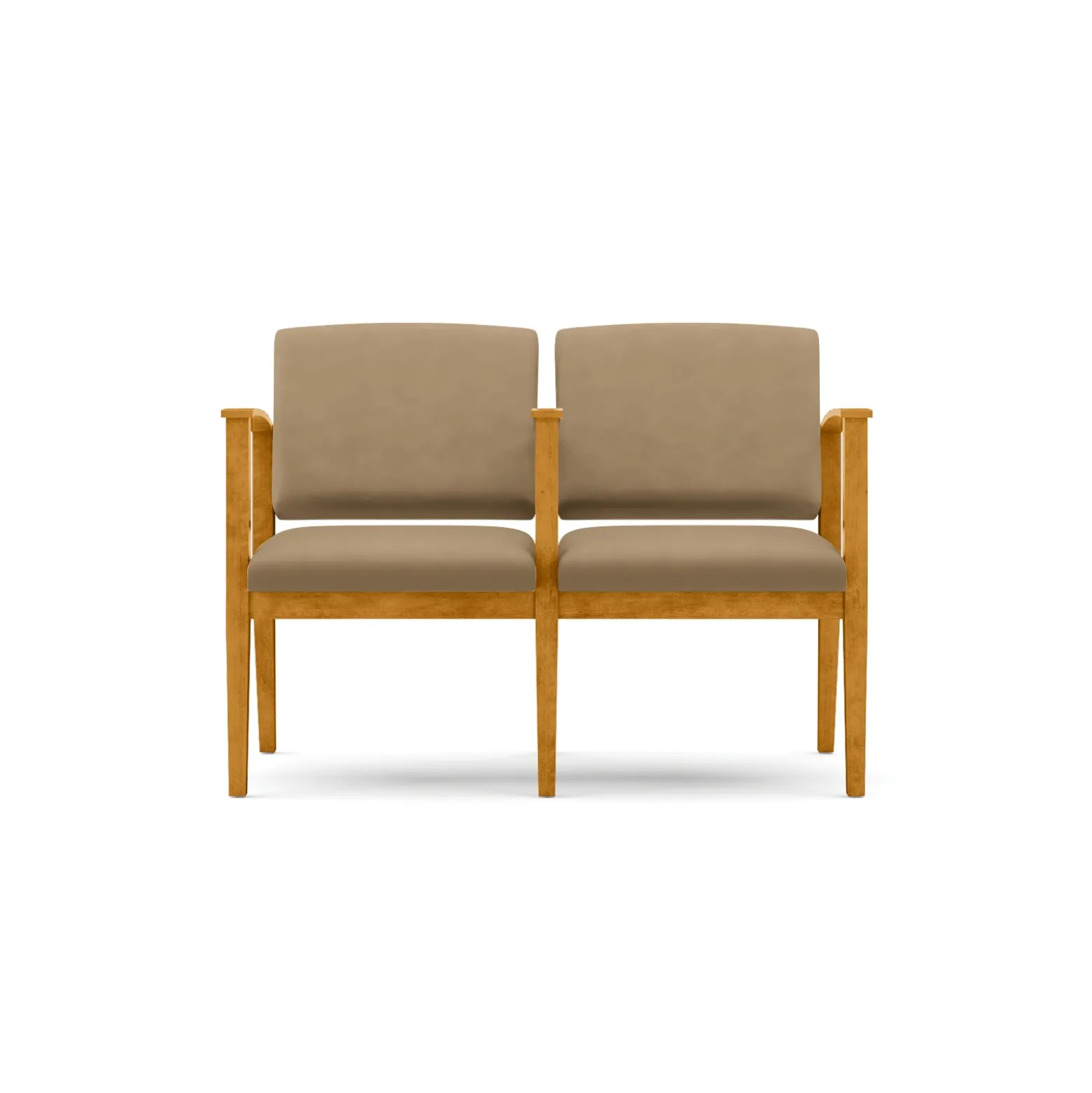 Mason Street Wood 2-Seat Sofa with Center Arm in Premium Upholstery