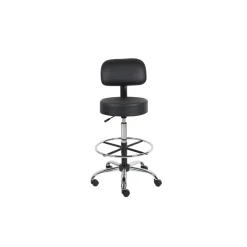 Medical Armless Vinyl Stool with Adjustable Seat Height and Foot Ring