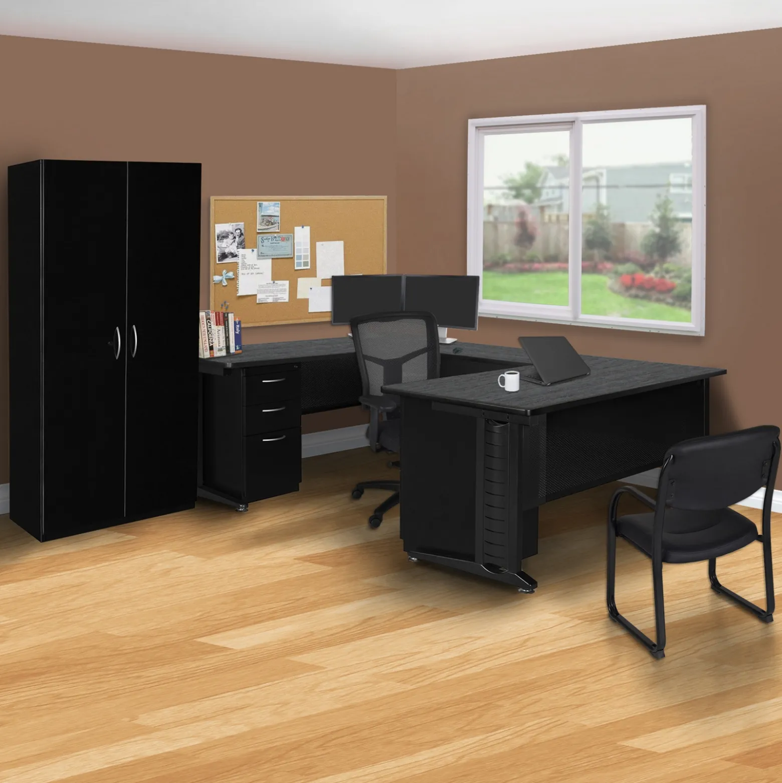 Merit Double Pedestal U-Shaped Desk - 72"W x 102"D