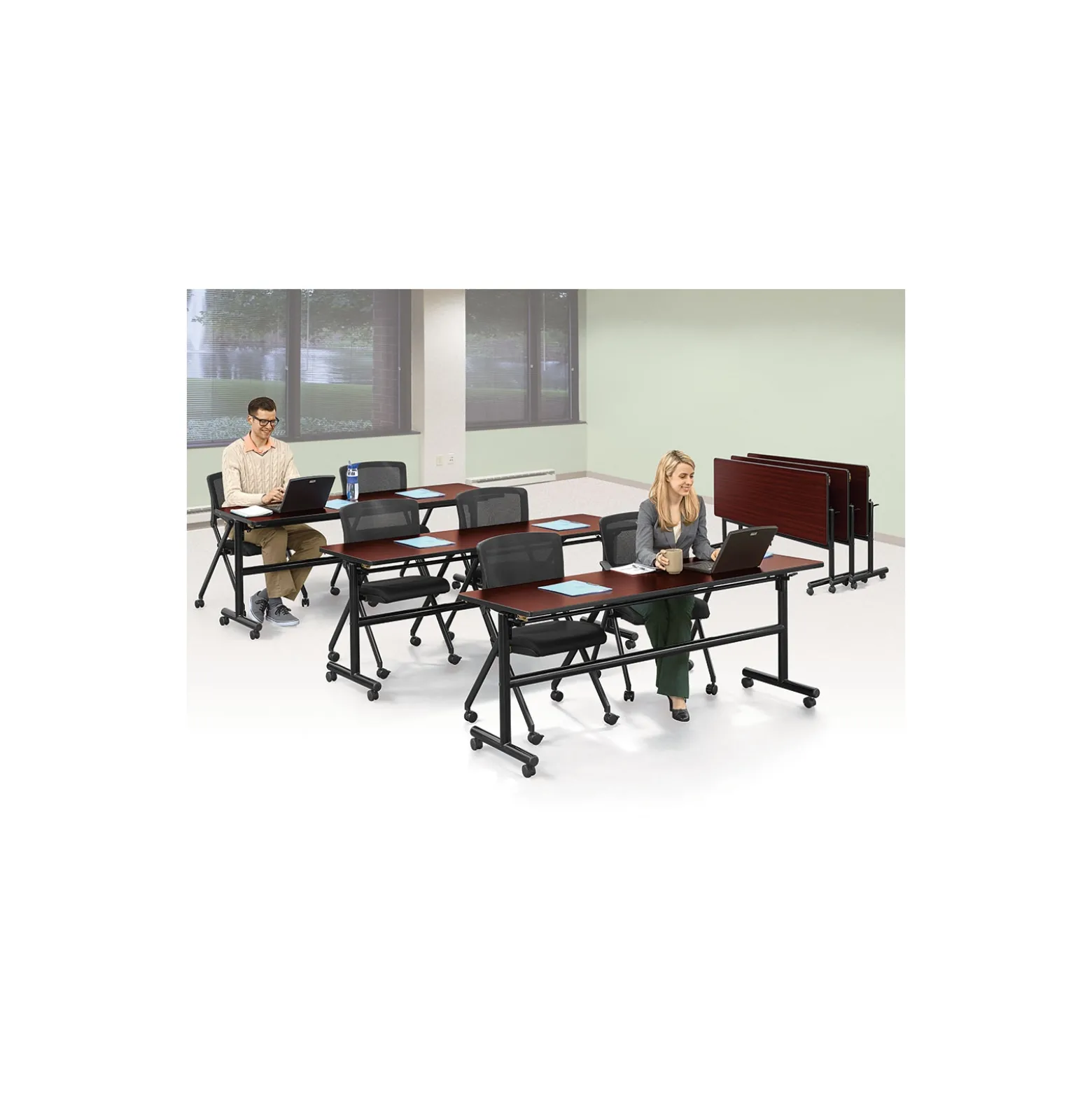 Merit Flip Top Training Table with Casters - 72"W x 24"D