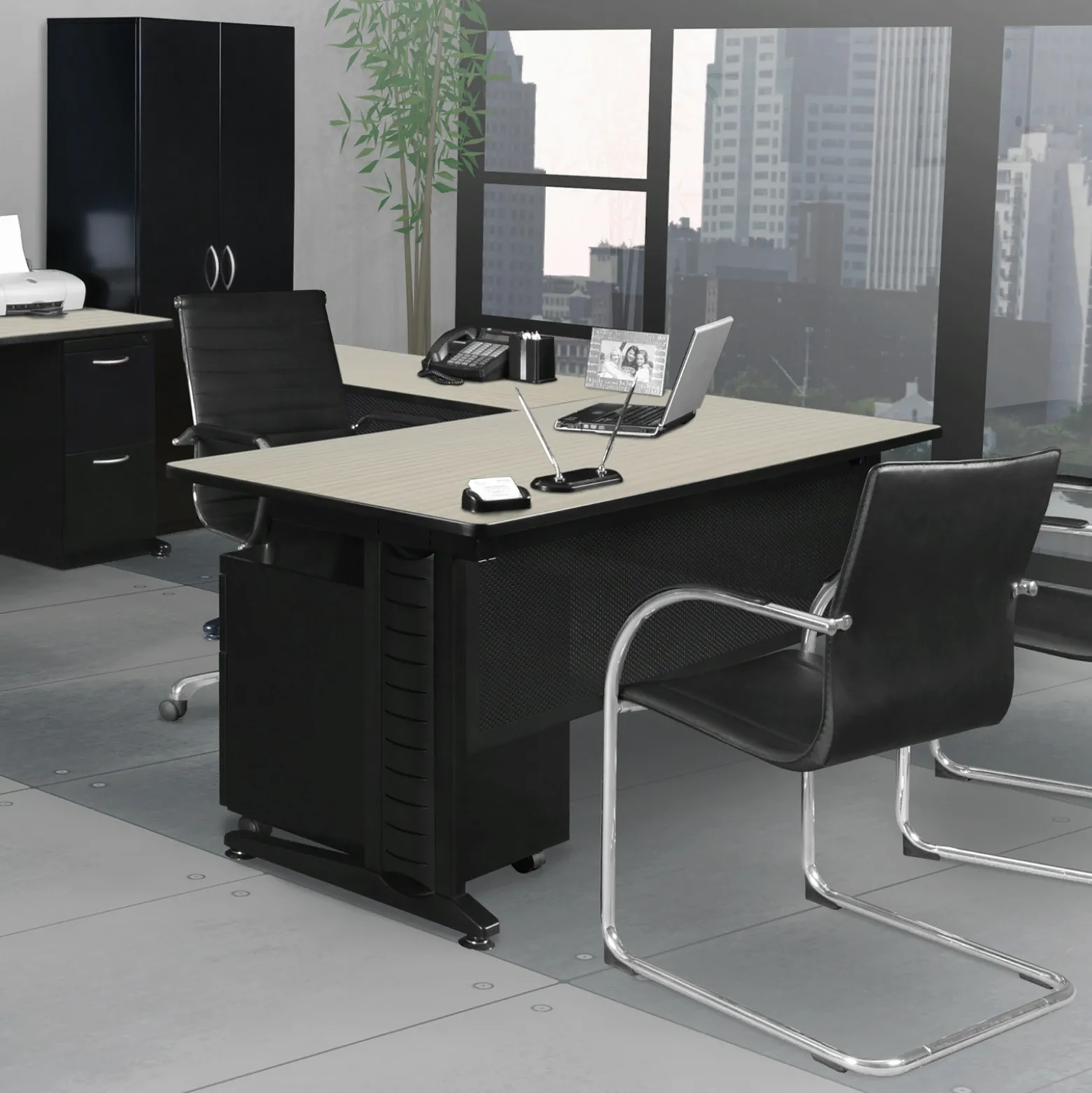 Merit L-Shaped Desk Shell - 66"W x 72"D