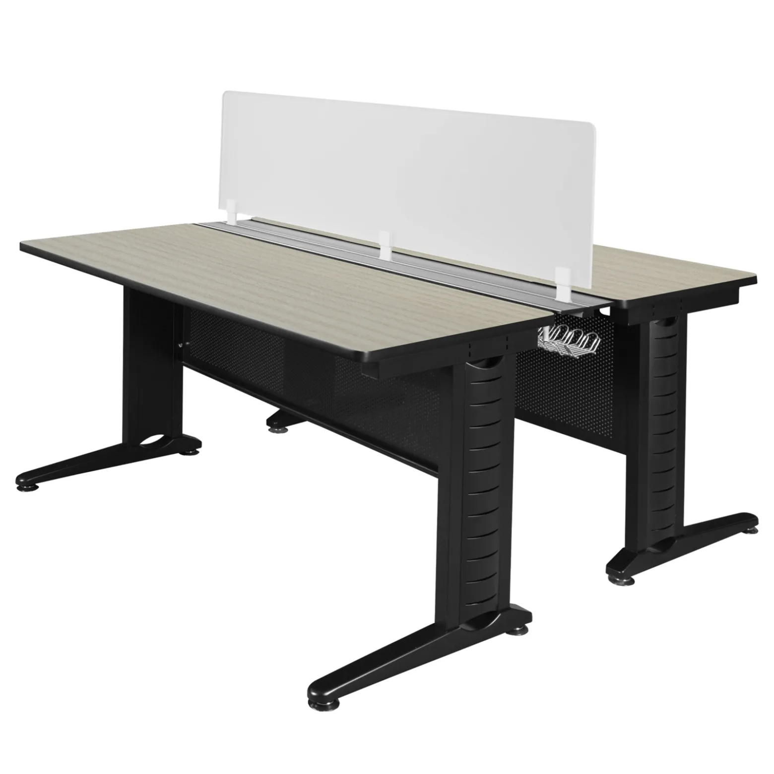 Merit 2-Person Workstation with Privacy Divider - 66"W x 24"D