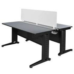Merit 2-Person Workstation with Privacy Divider - 72"W x 24"D