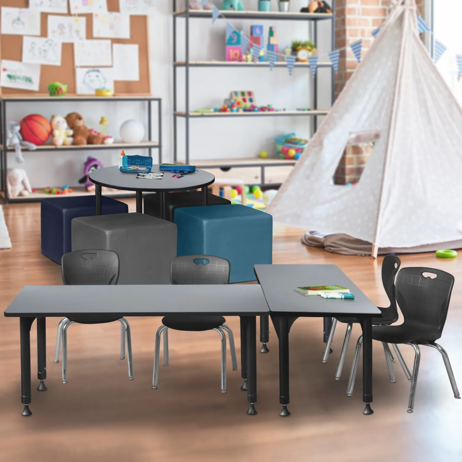 Merit Rectangle Height-Adjustable Table - 42"x30"