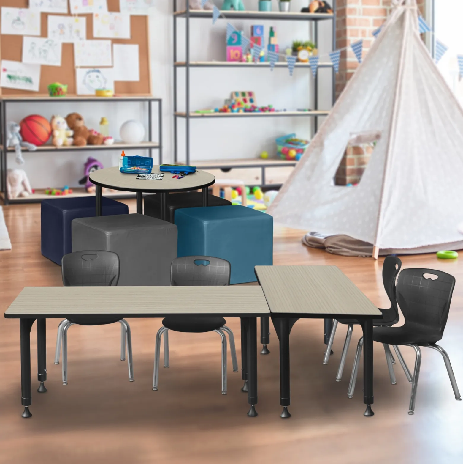 Merit Rectangle Height-Adjustable Table - 42"x30"