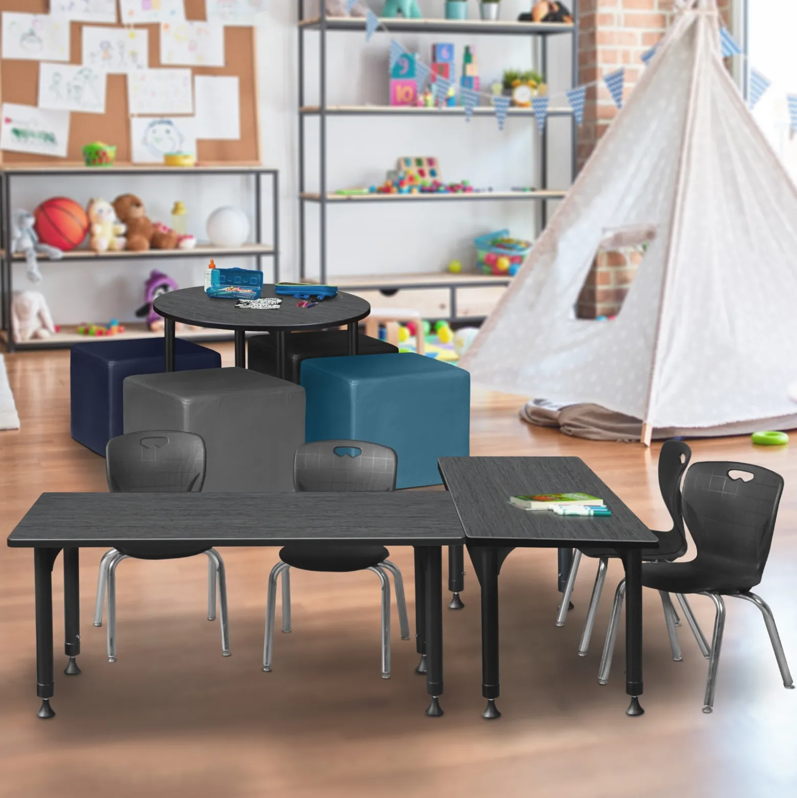 Merit Rectangle Height-Adjustable Table - 42"x30"