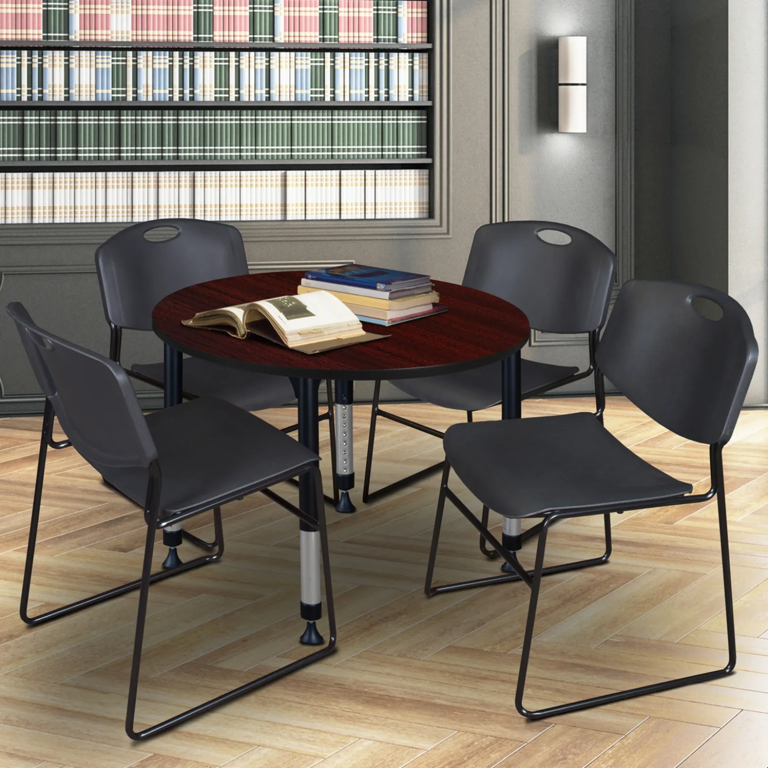 Merit Round Height-Adjustable Table - 36"D