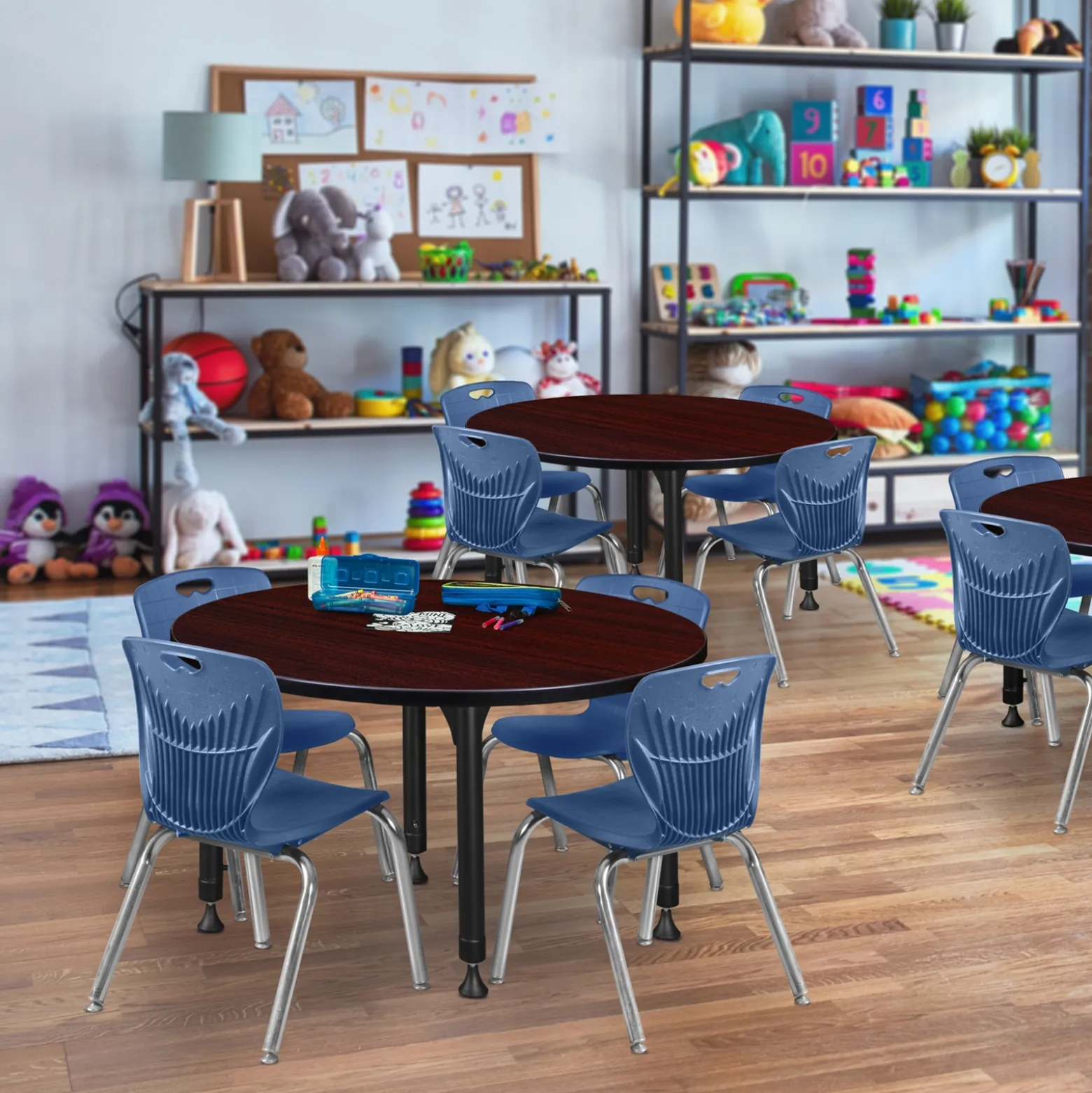 Merit Round Height-Adjustable Table - 36"D