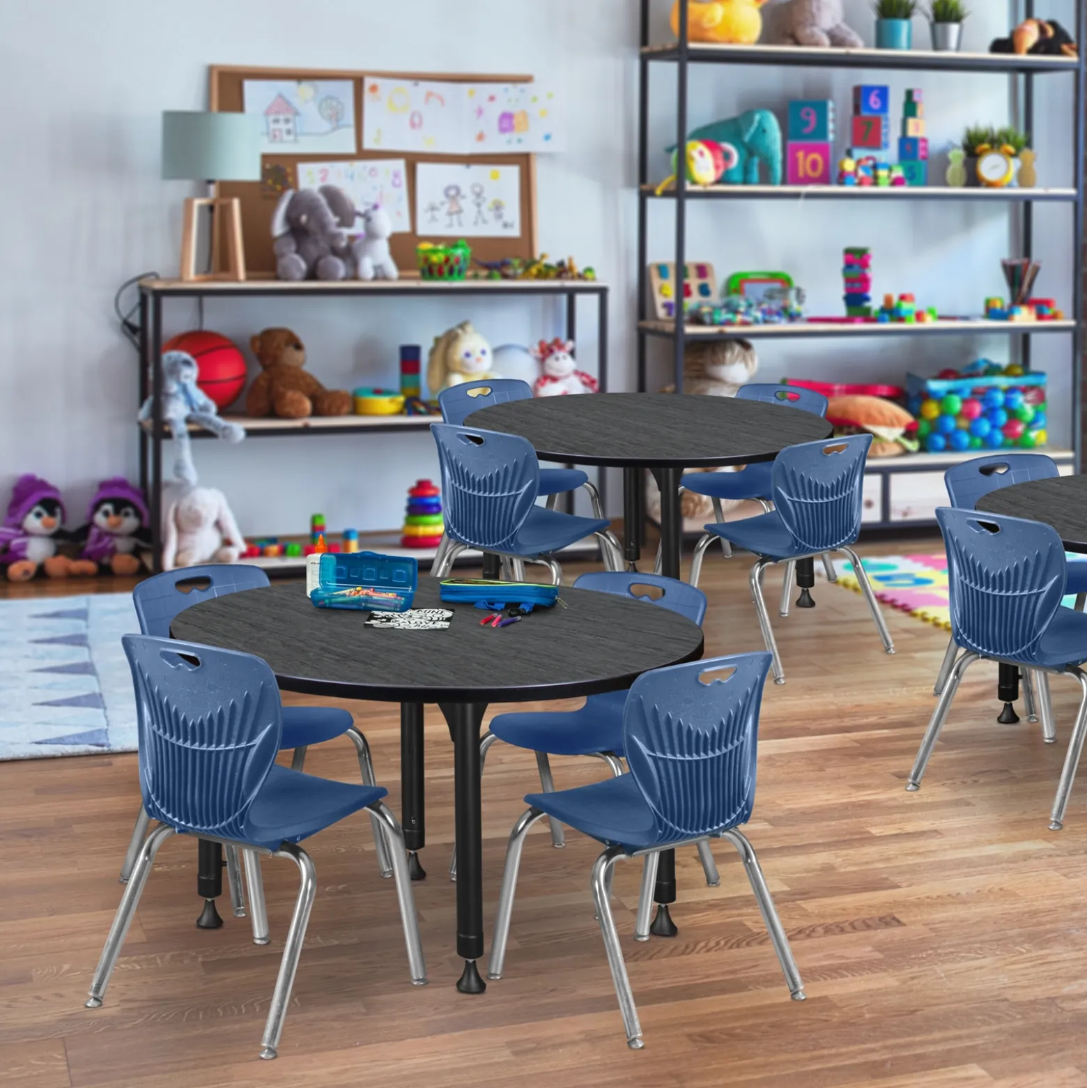 Merit Round Height-Adjustable Table - 30"D