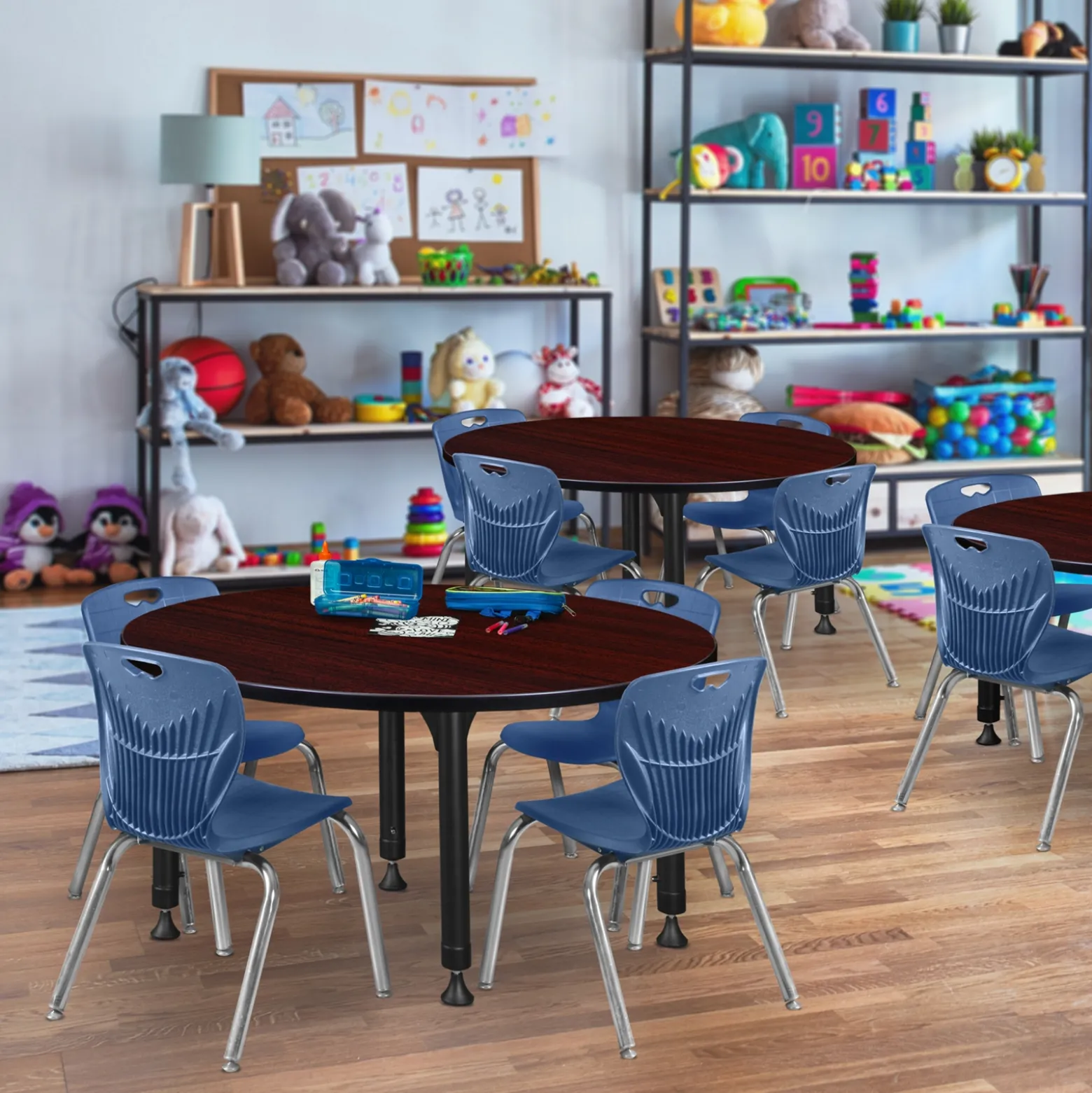 Merit Round Height-Adjustable Table - 48"D