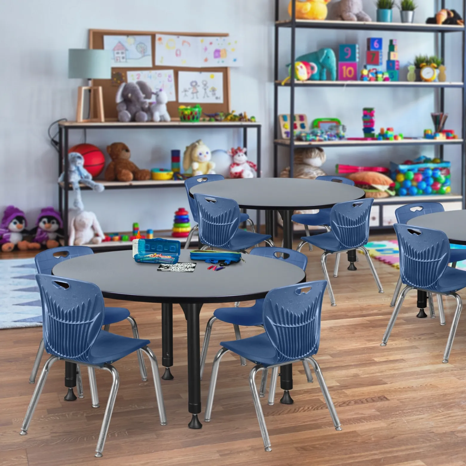 Merit Round Height-Adjustable Table - 48"D