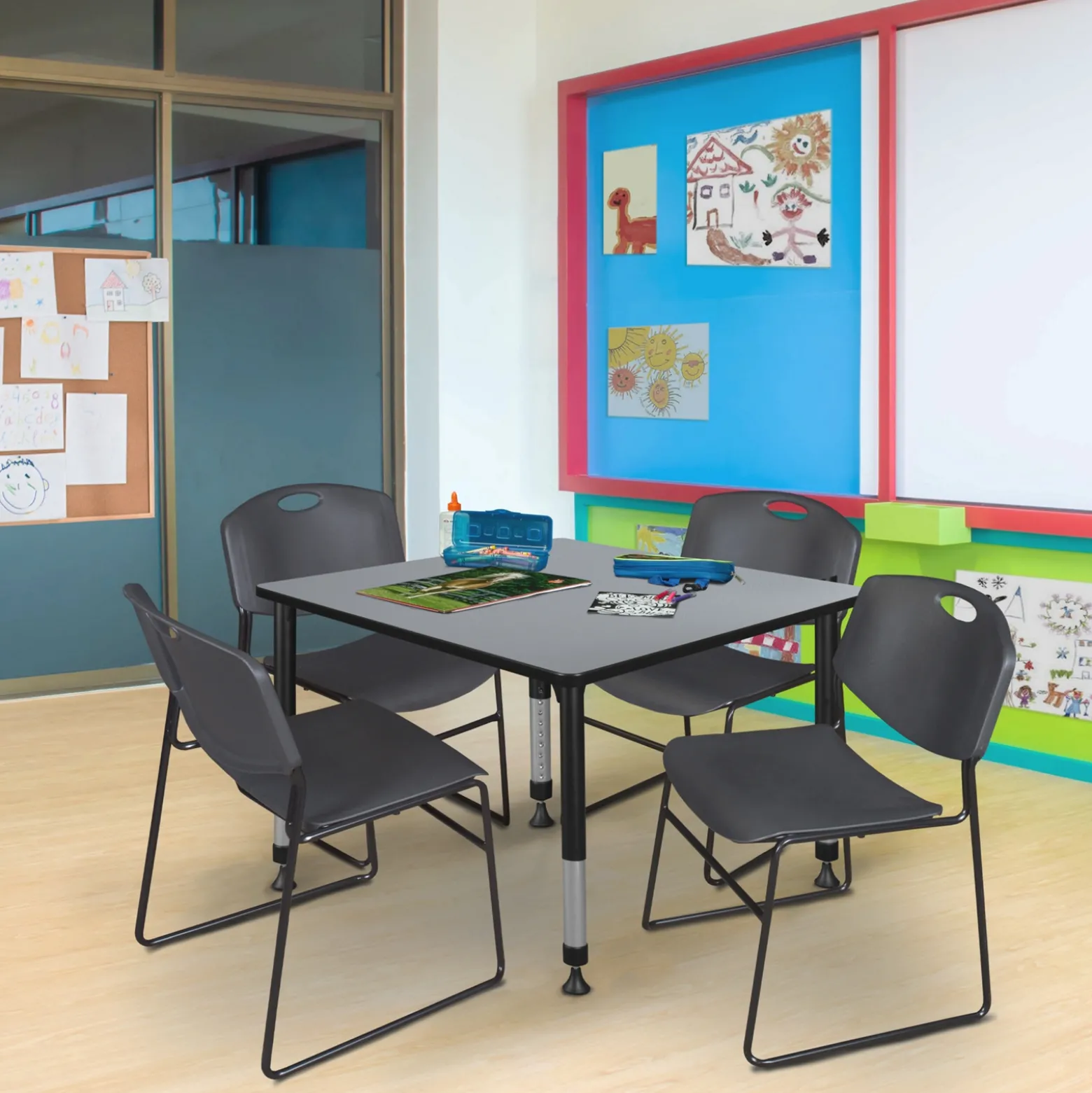 Merit Square Height-Adjustable Table - 48"D