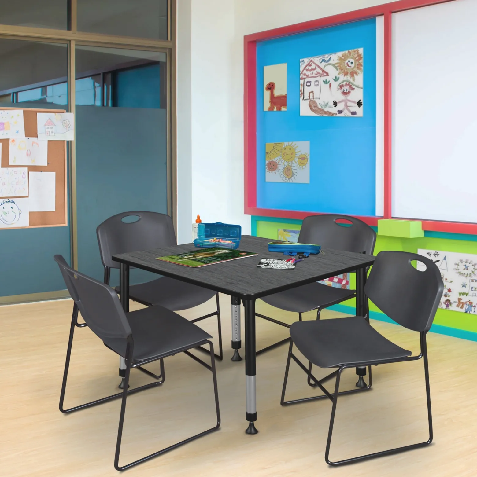 Merit Square Height-Adjustable Table - 48"D