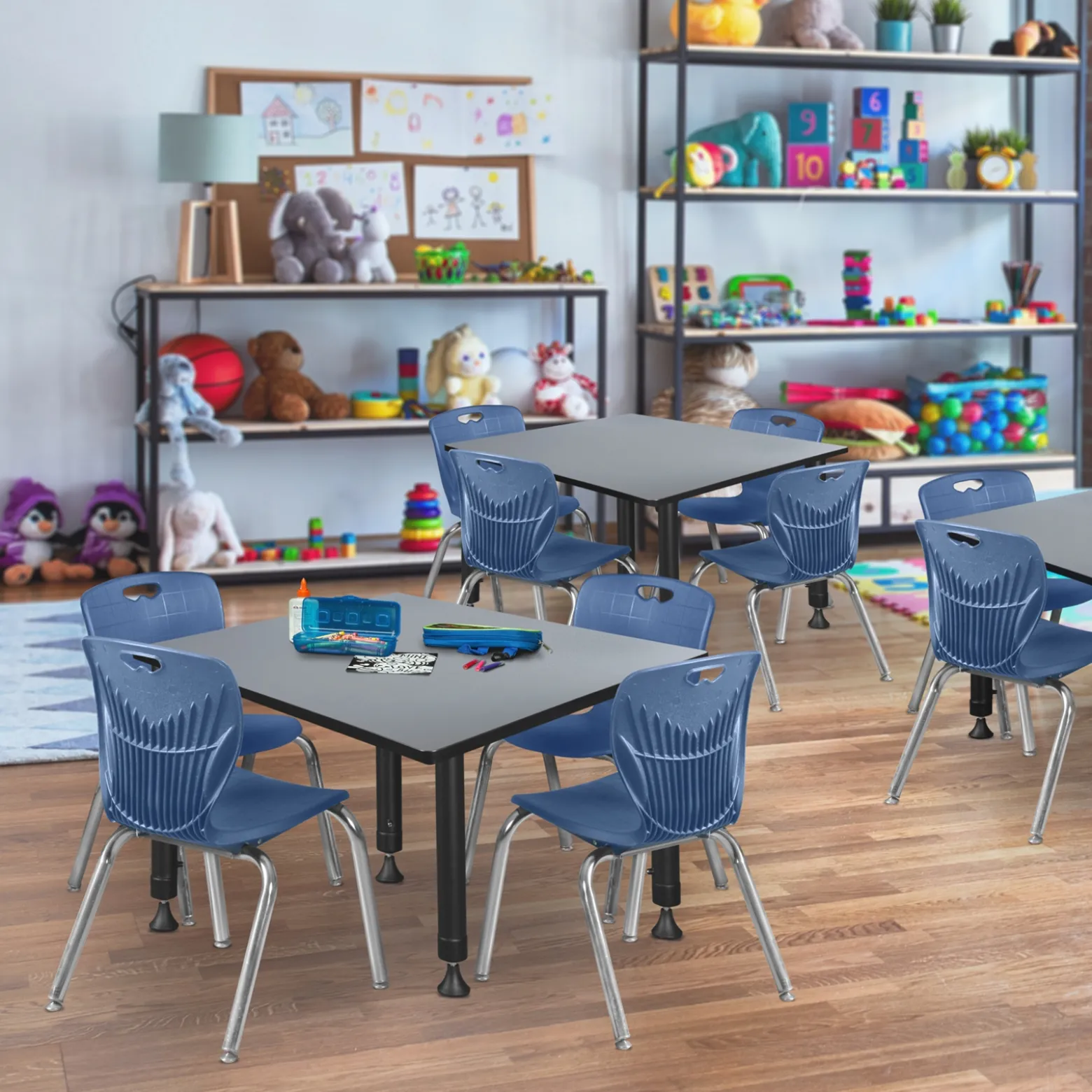 Merit Square Height-Adjustable Table - 48"D