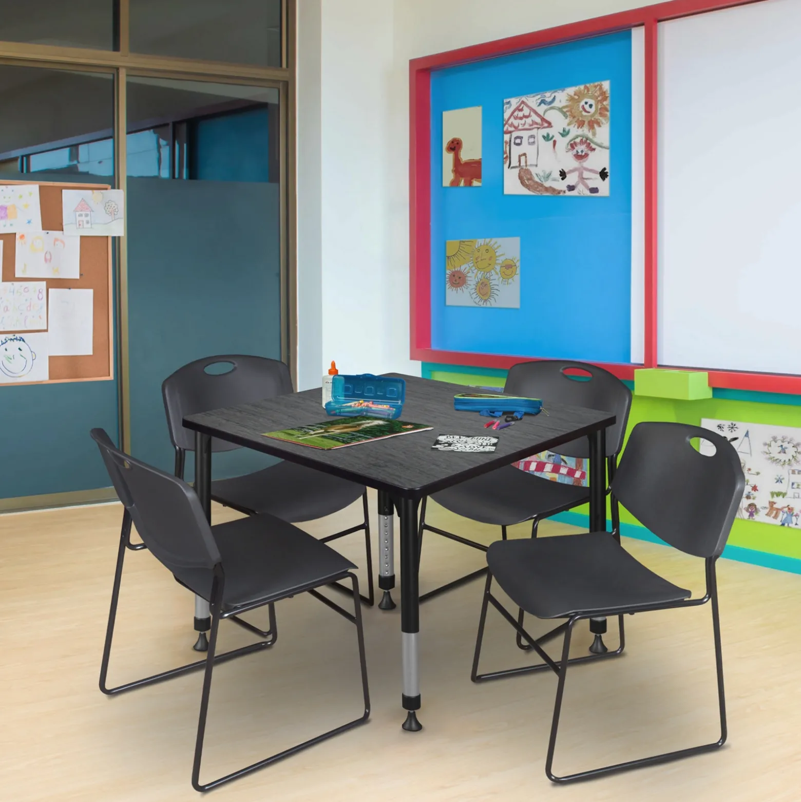 Merit Square Height-Adjustable Table - 36"D