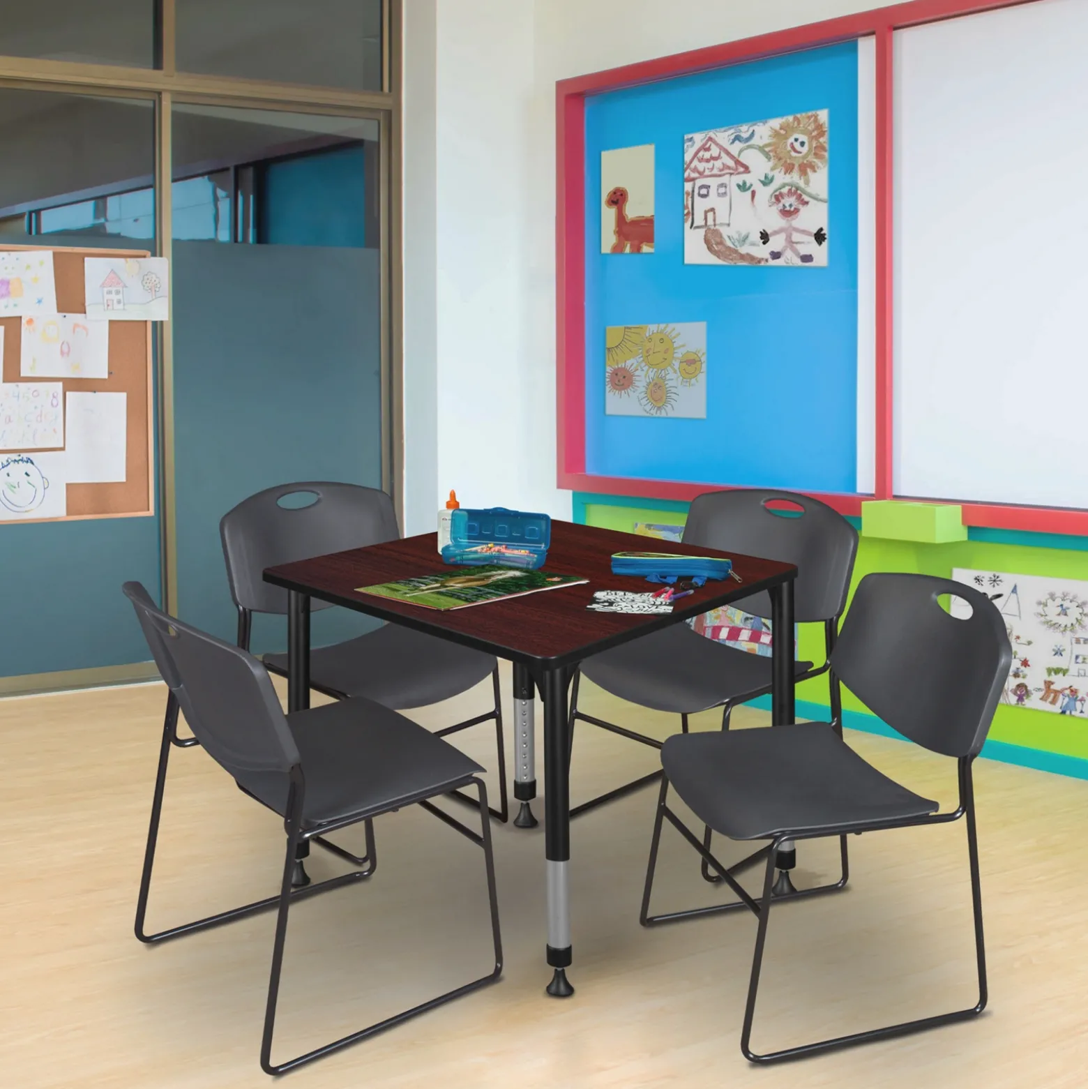 Merit Square Height-Adjustable Table - 30"D