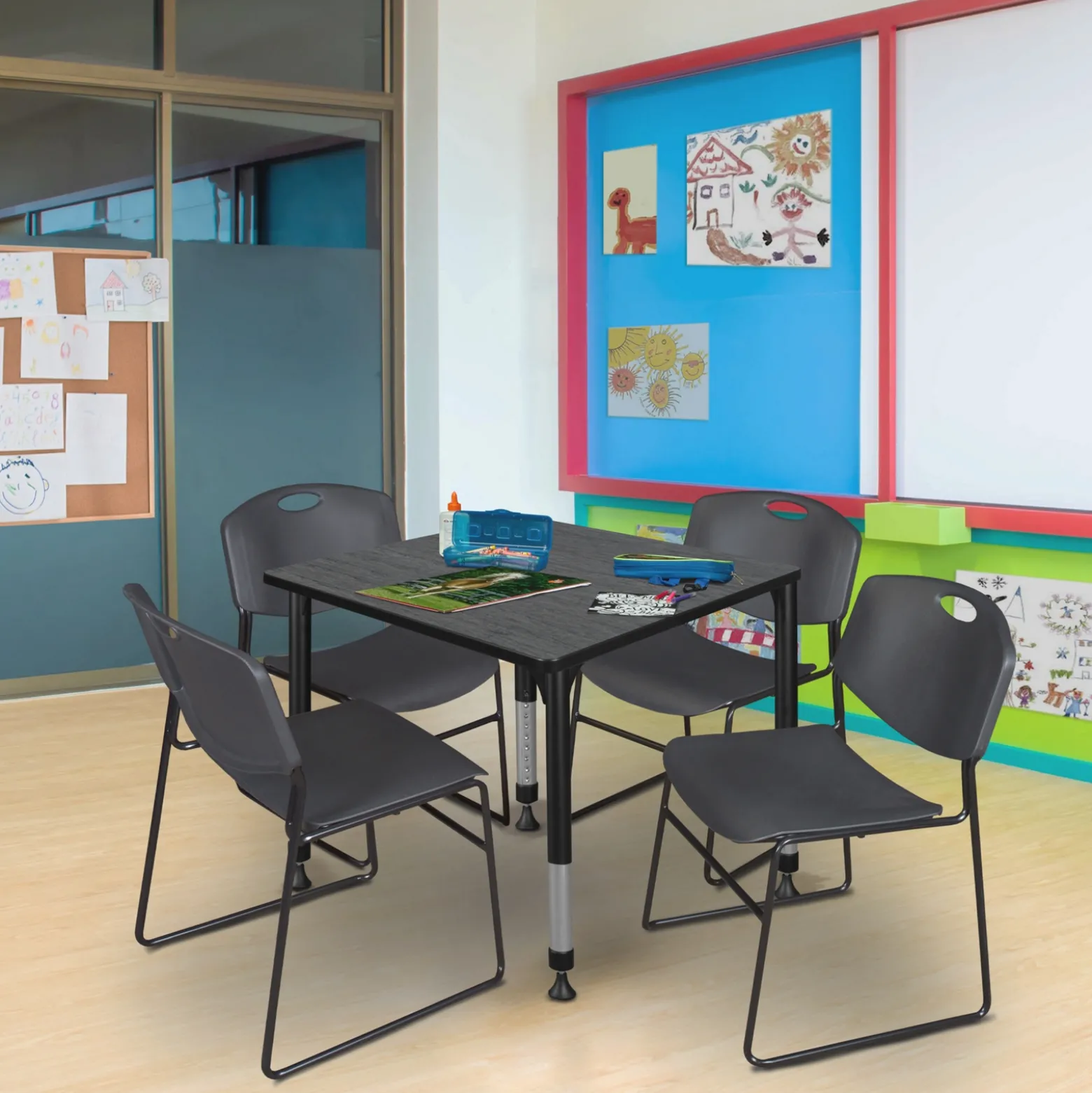 Merit Square Height-Adjustable Table - 30"D
