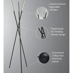 Metal Tripod Floor Lamp - 73.5