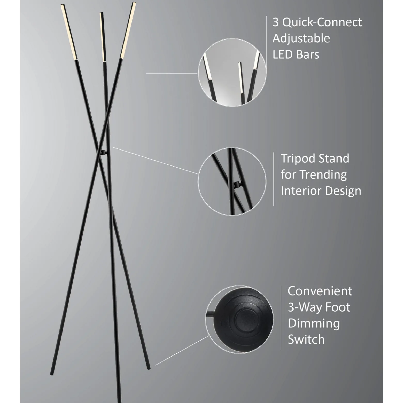 Metal Tripod Floor Lamp - 73.5"H