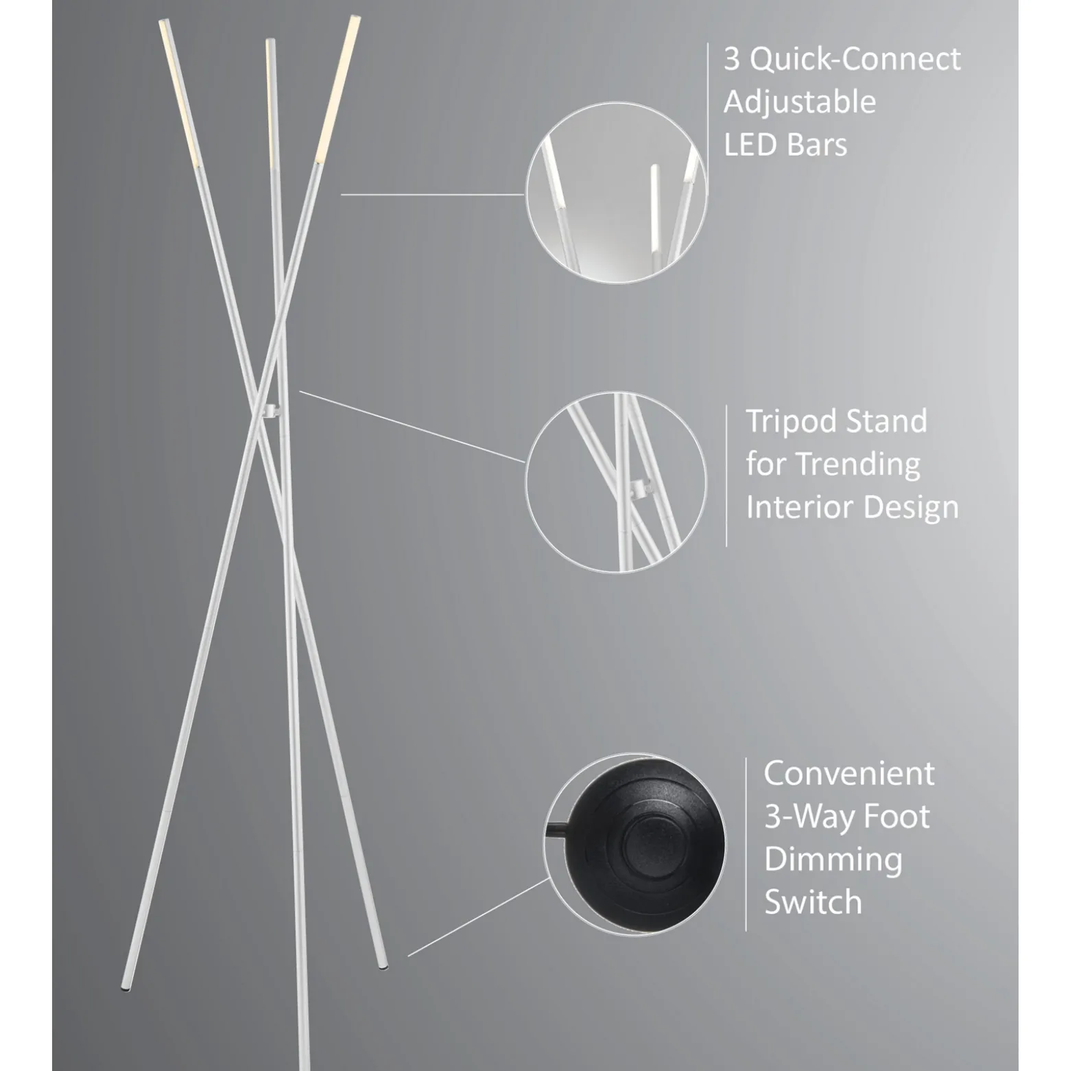 Metal Tripod Floor Lamp - 73.5"H