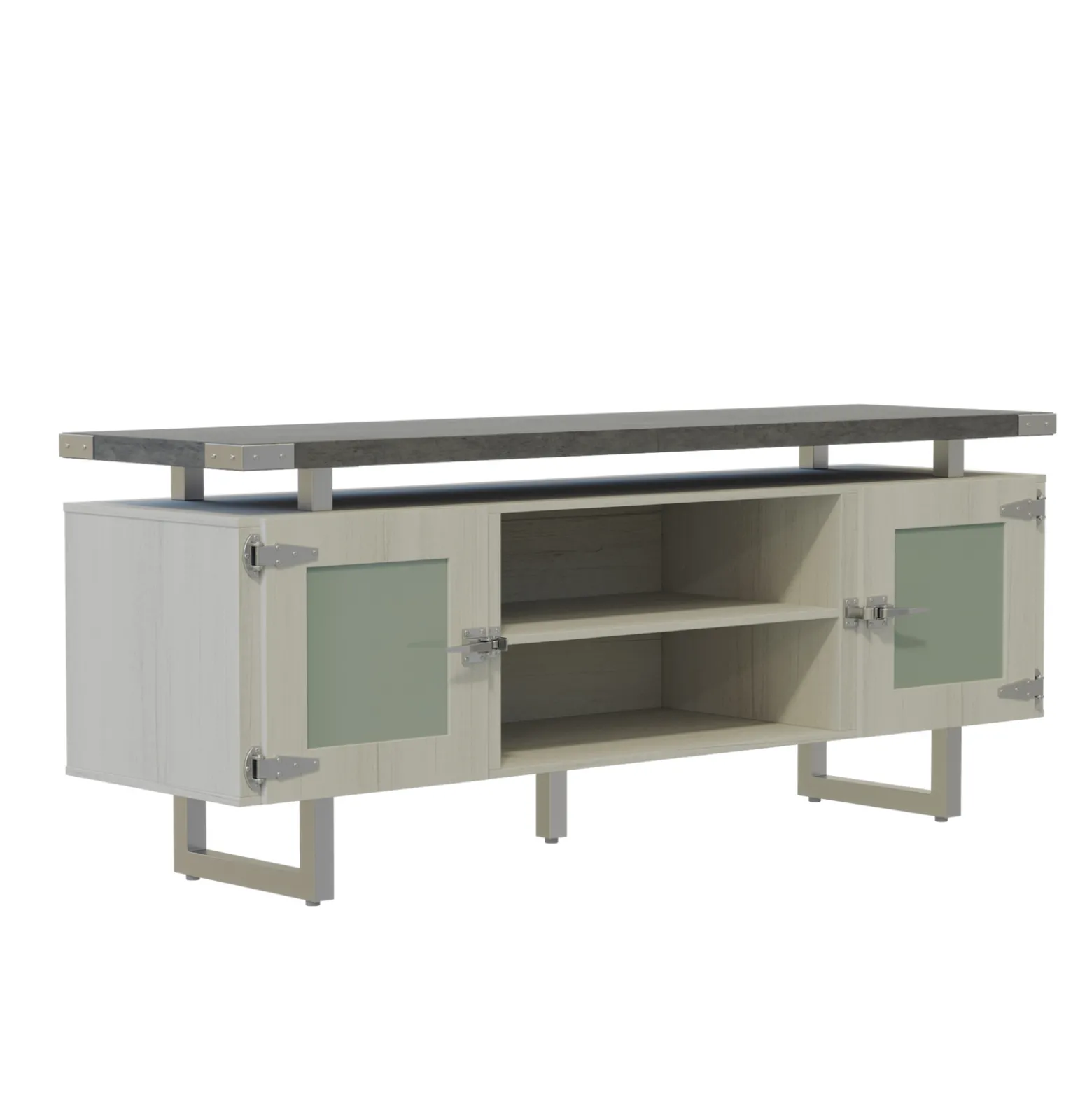 Mirella Low Wall Cabinet w/ Glass Doors - 72"Wx20"Dx29.5"H