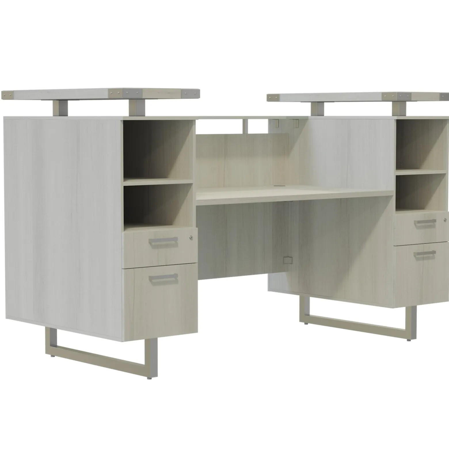 Mirella Reception Desk w/ Glass Countertop - 78"Wx36"Dx48"H