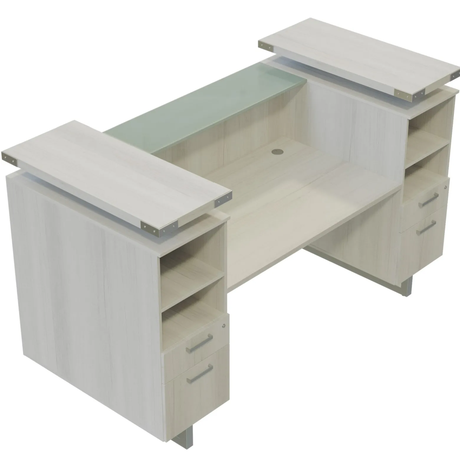 Mirella Reception Desk w/ Glass Countertop - 78"Wx36"Dx48"H