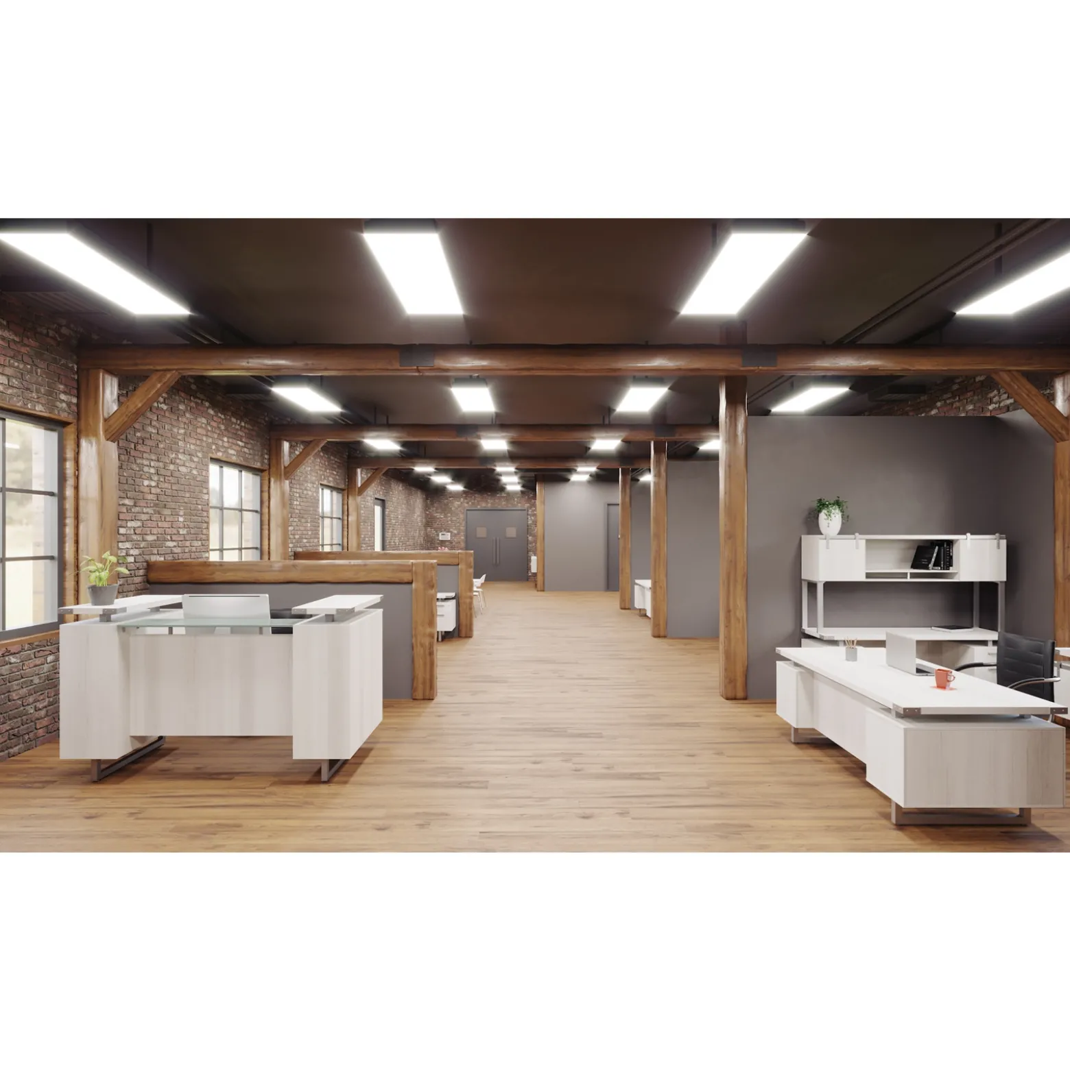 Mirella Reception Desk with Glass Countertop - 78"W x 36"D