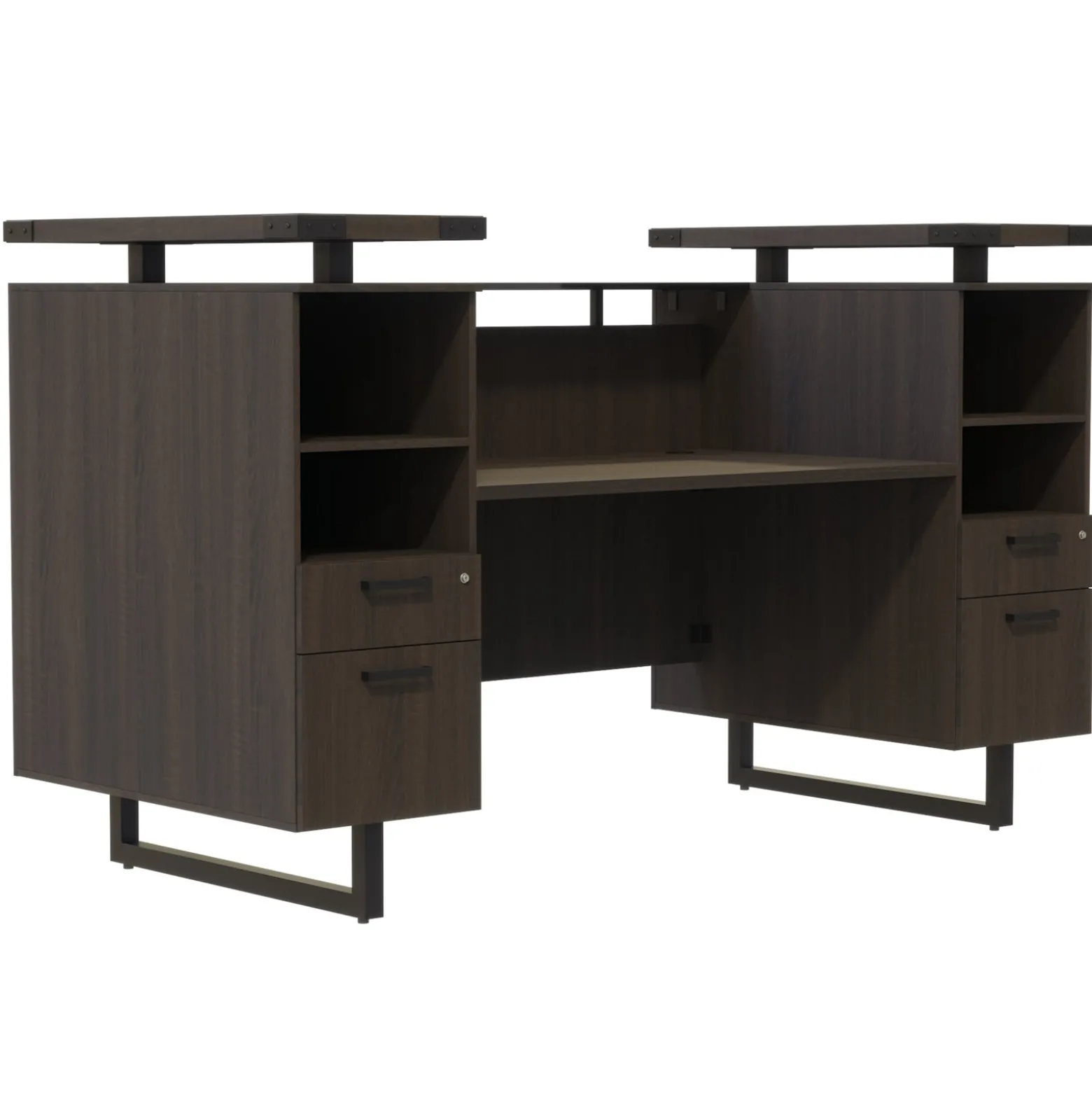 Mirella Reception Desk with Glass Countertop - 78"W x 36"D