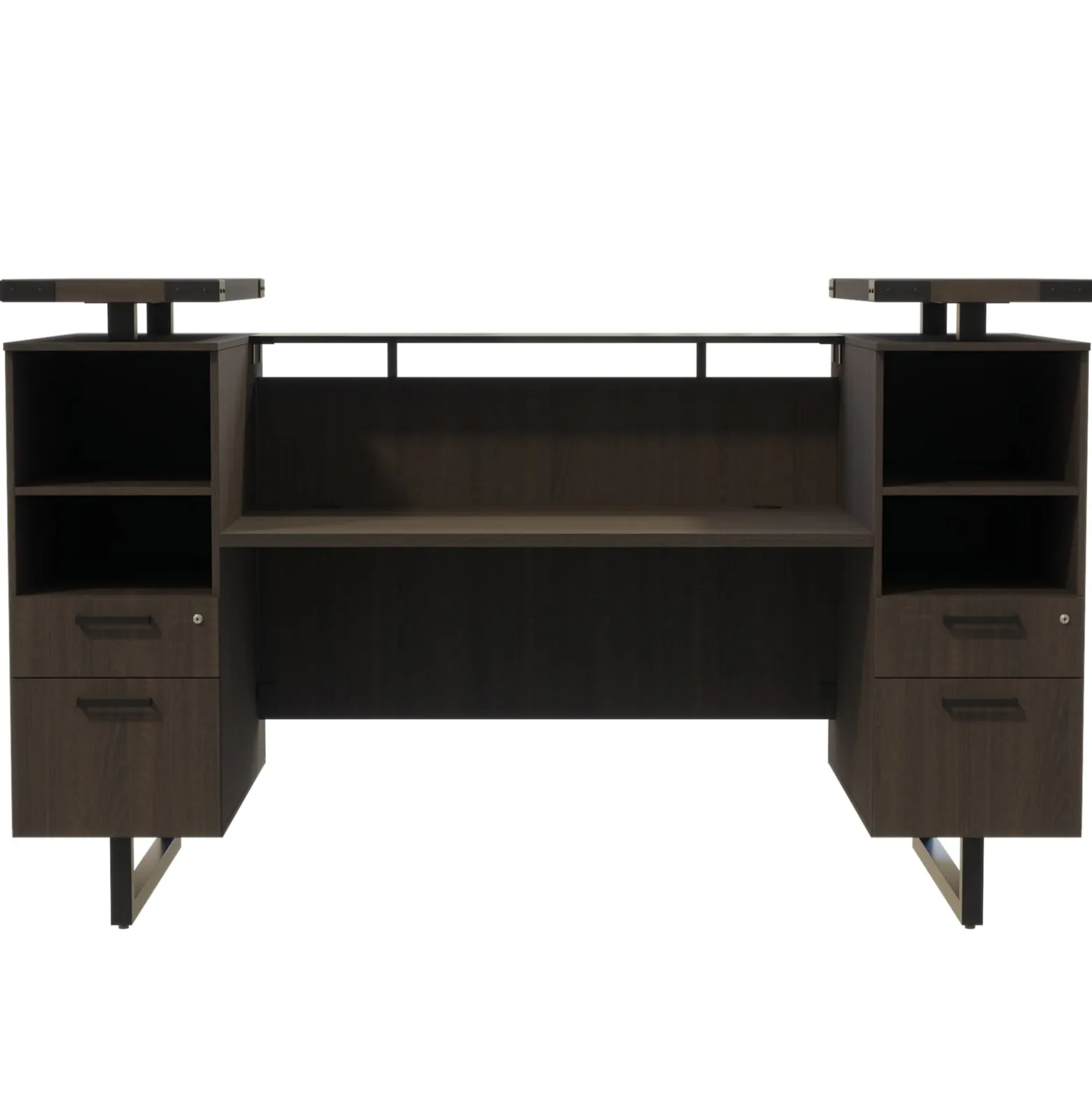 Mirella Reception Desk with Glass Countertop - 78"W x 36"D