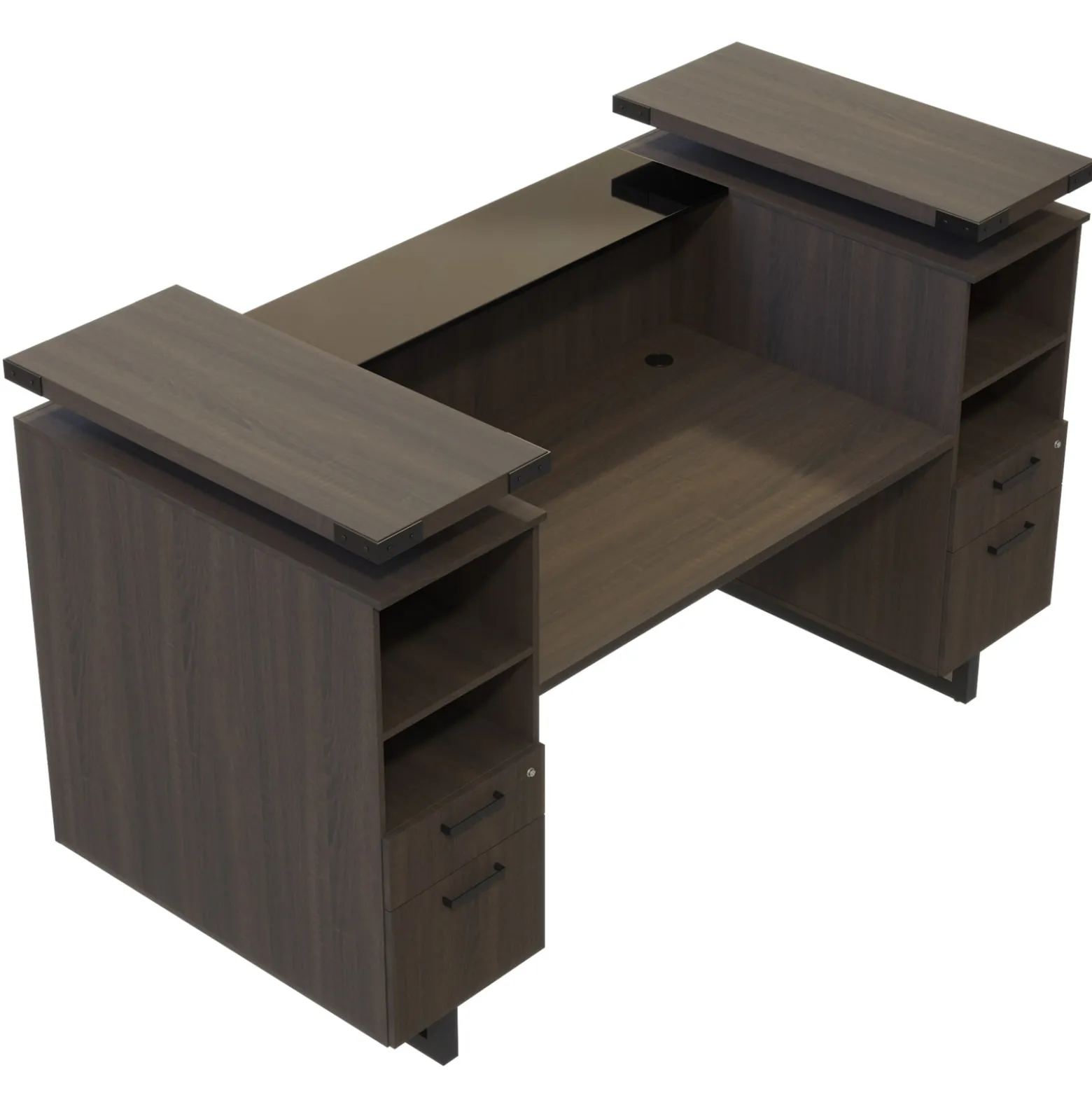 Mirella Reception Desk with Glass Countertop - 78"W x 36"D