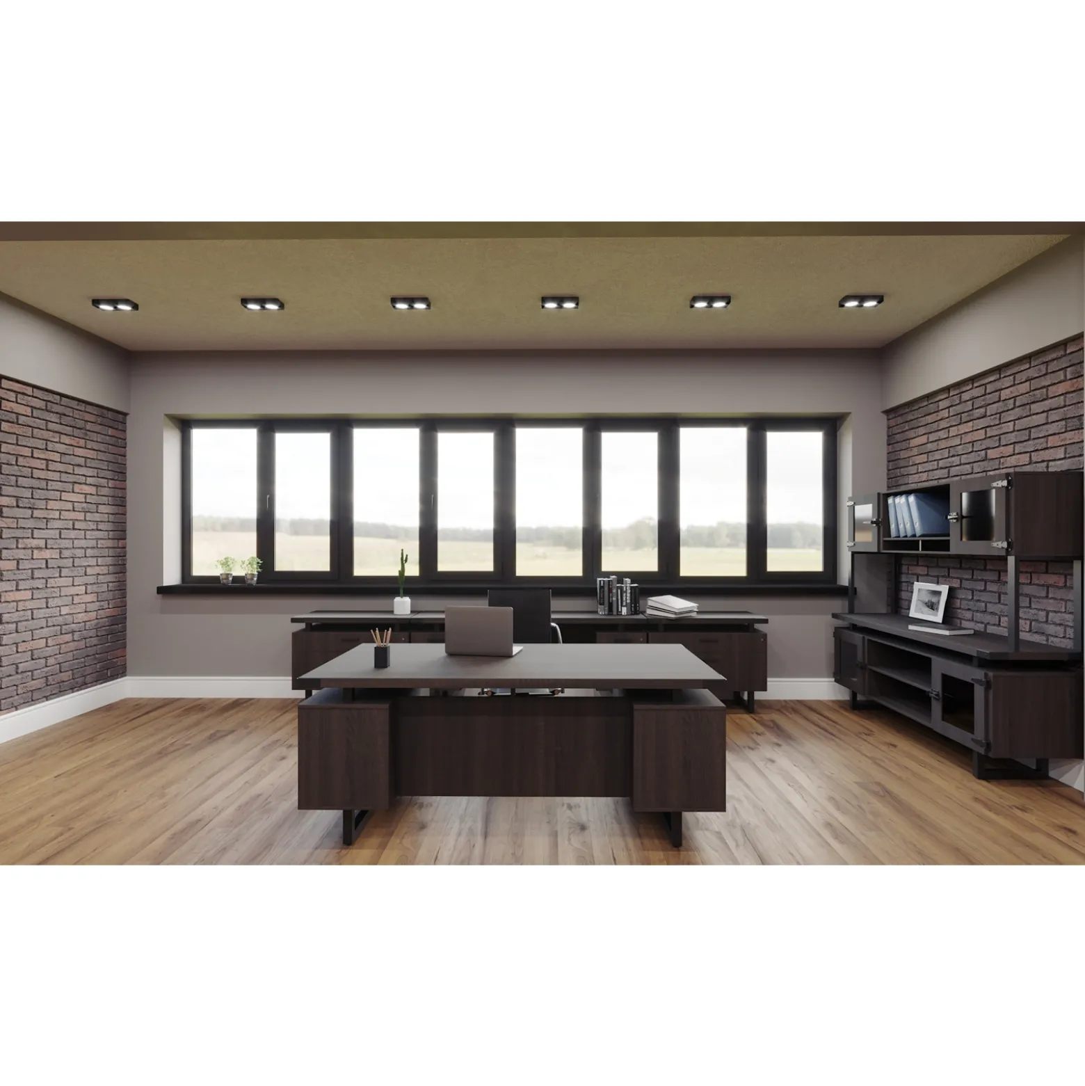 Mirella Storage Hutch w/ Glass Doors - 72"Wx15"Dx38"H