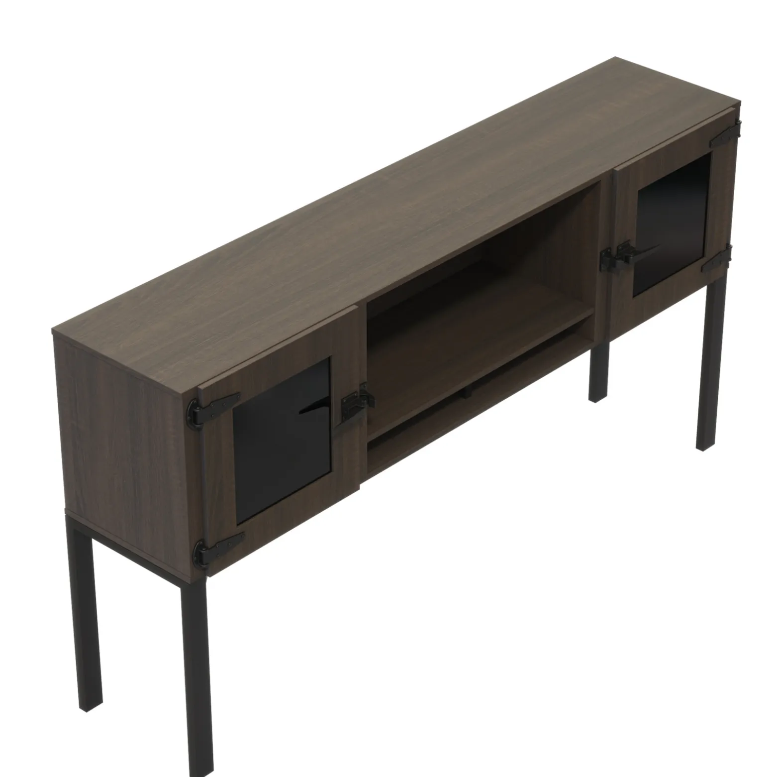 Mirella Storage Hutch w/ Glass Doors - 72"Wx15"Dx38"H