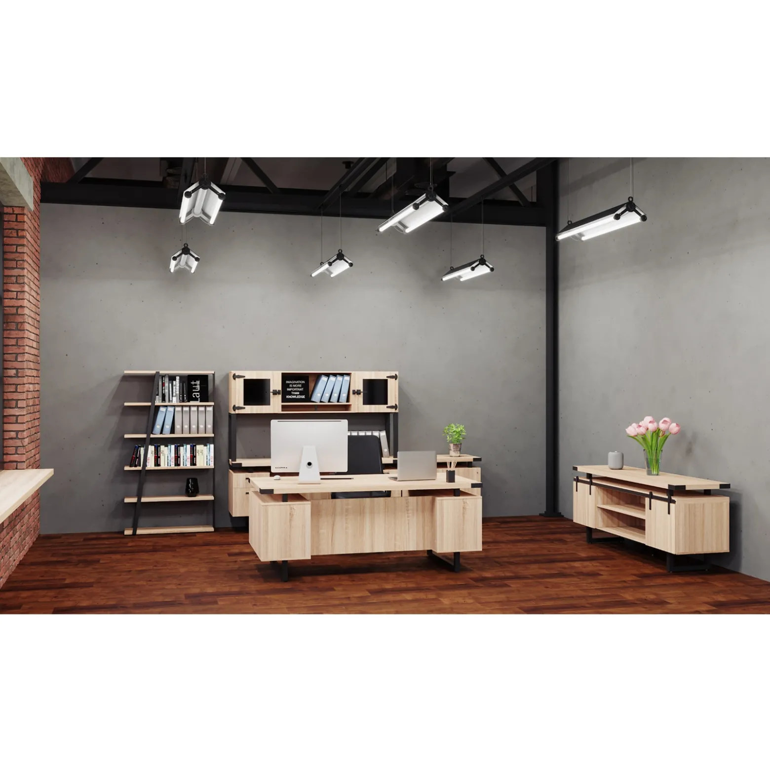 Mirella Storage Hutch w/ Glass Doors - 72"Wx15"Dx38"H
