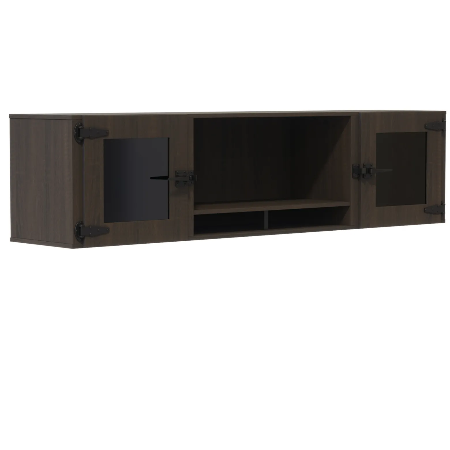 Mirella Wall-Mounted Hutch with Glass Doors - 72"W
