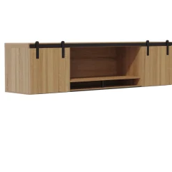 Mirella Wall-Mounted Hutch with Wood Doors - 72"W