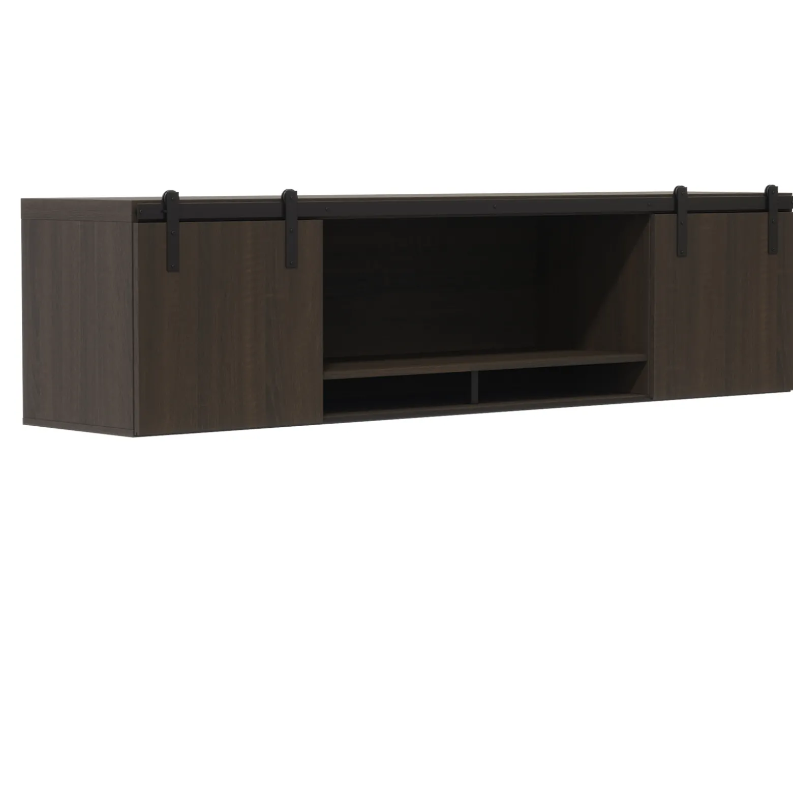 Mirella Wall-Mounted Hutch with Wood Doors - 72"W