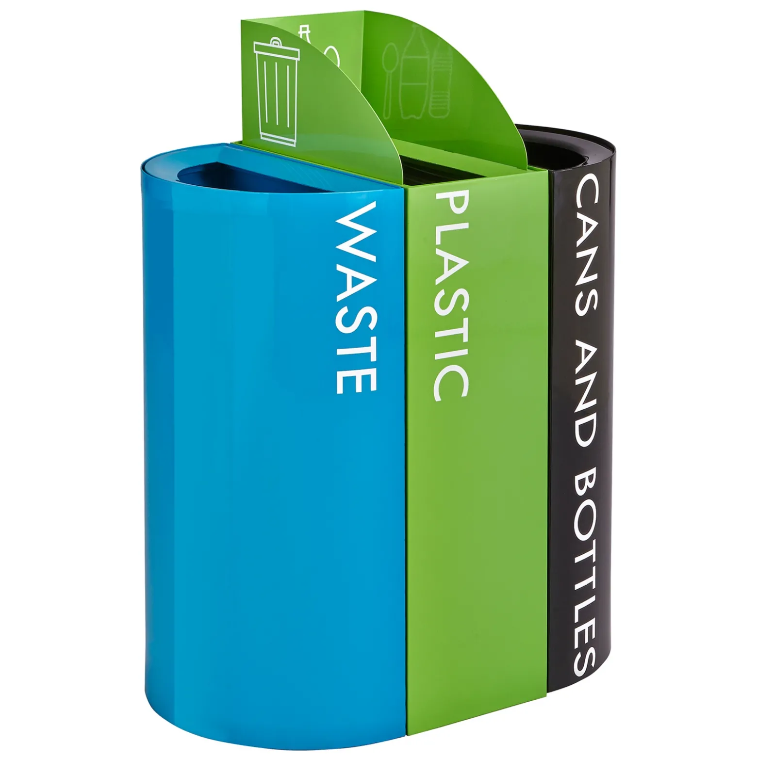 Mixx Recycle and Trash Receptacle, 1/2-Round - 23 Gallon
