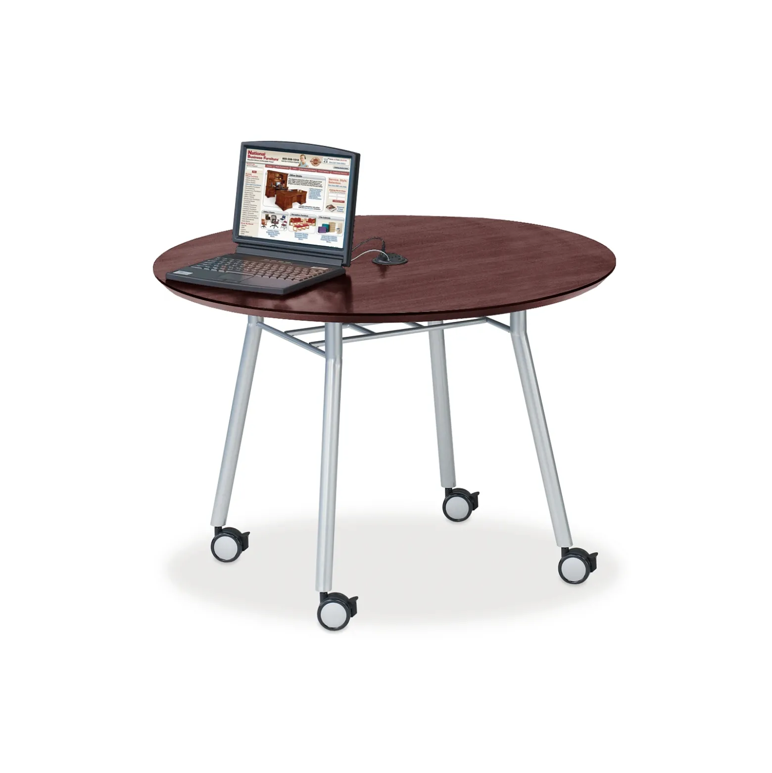 Mobile 42" Round Conference Table with Data Port