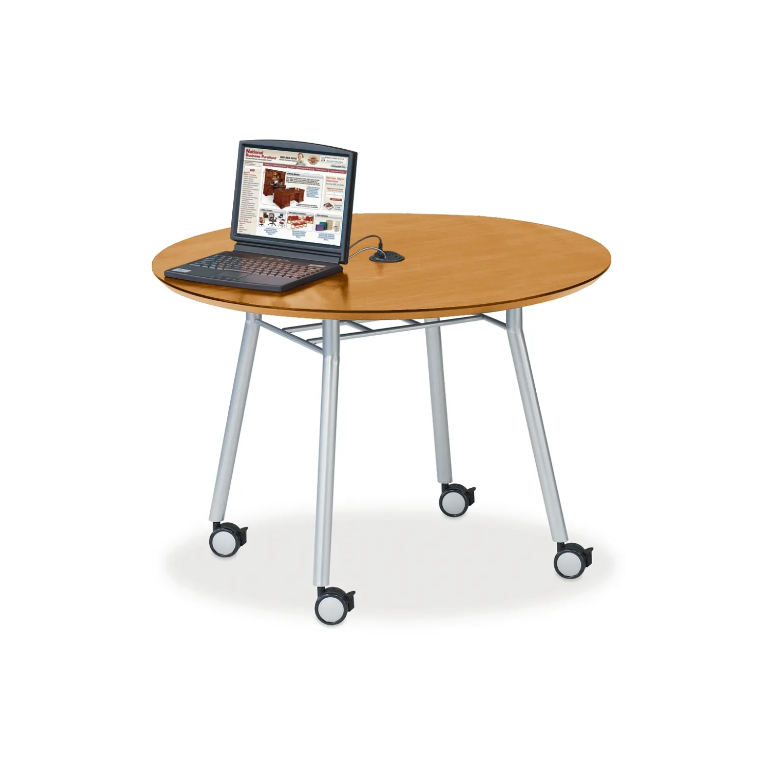 Mobile 42" Round Conference Table with Data Port
